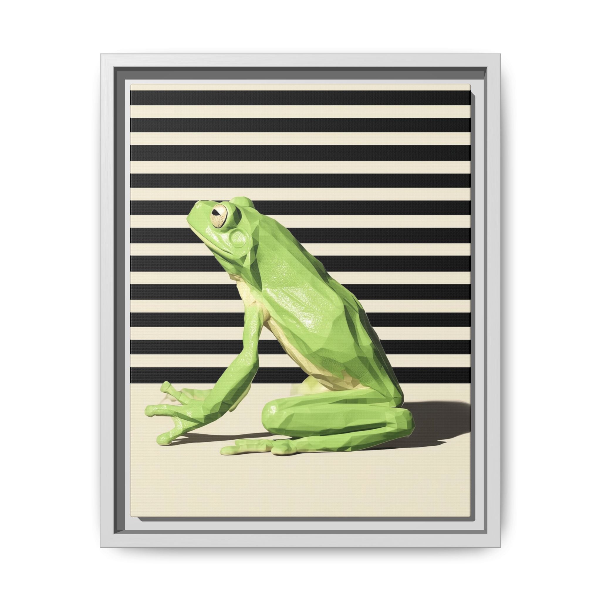 Geometric Frog Framed Print : Low-Poly Amphibian Design, Contemporary Minimalist Art   |  Personalized & Custom Orders Available