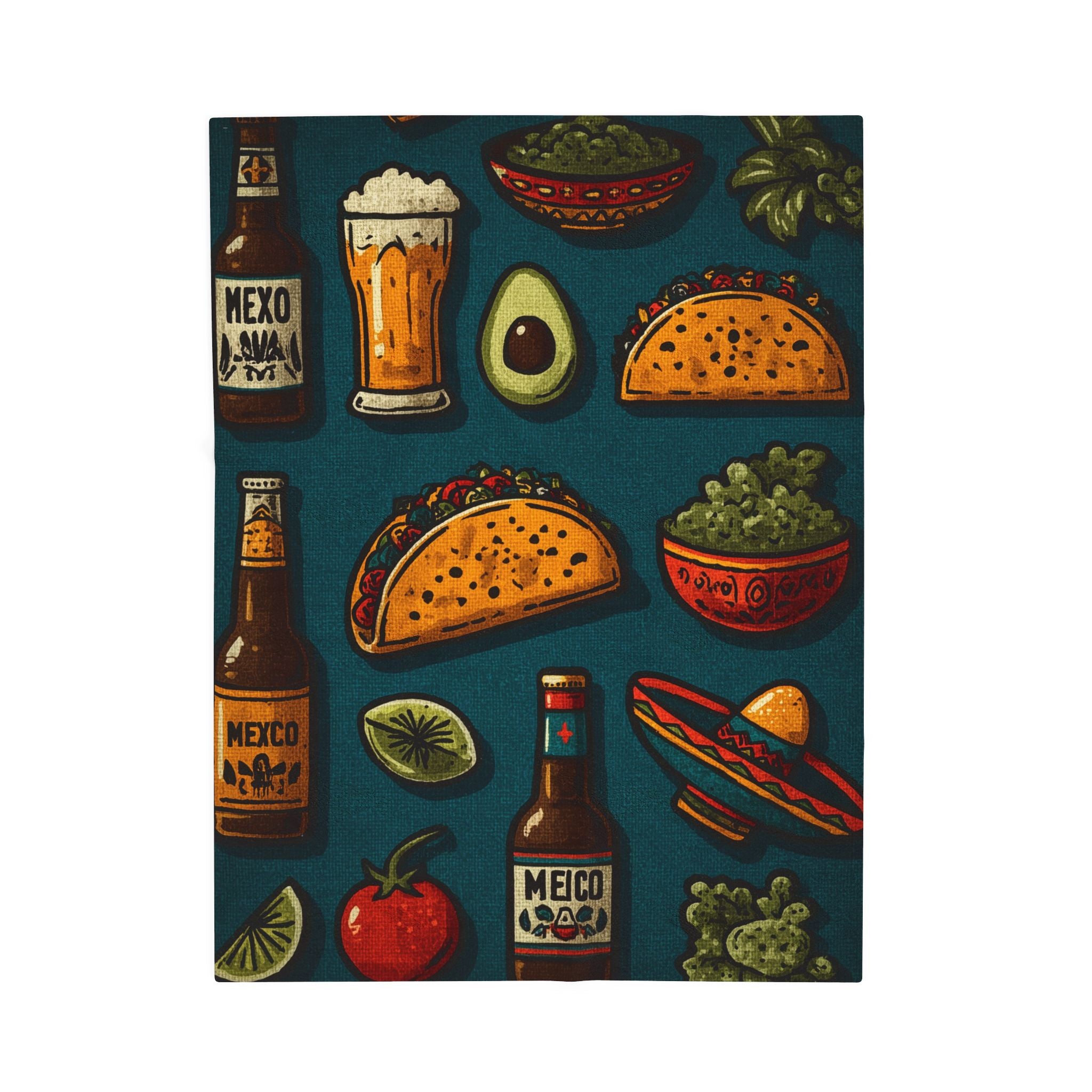 Fiesta of Flavors Quilt Doona Duvet Cover : Vintage Mexican Culinary Art, Retro Food & Drink Illustration   |   Custom Orders Accepted