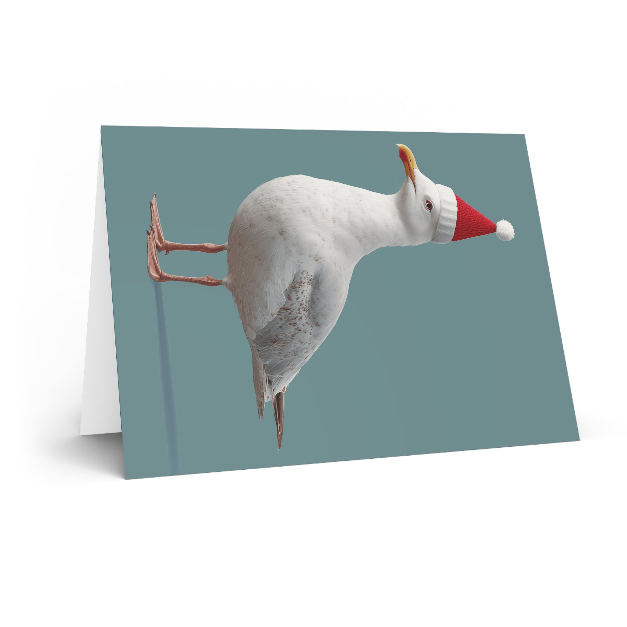 Holiday Seagull: Festive Bird Illustration, Digital Whimsy, Anthropomorphic Seabird Portrait | Custom Orders Accepted