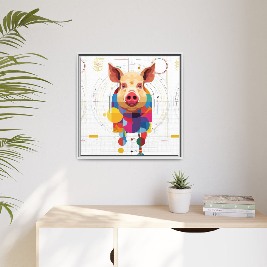 Geometric Pig: Digital Cubist Portrait, Mathematical Animal Abstraction   |    Custom Orders Available