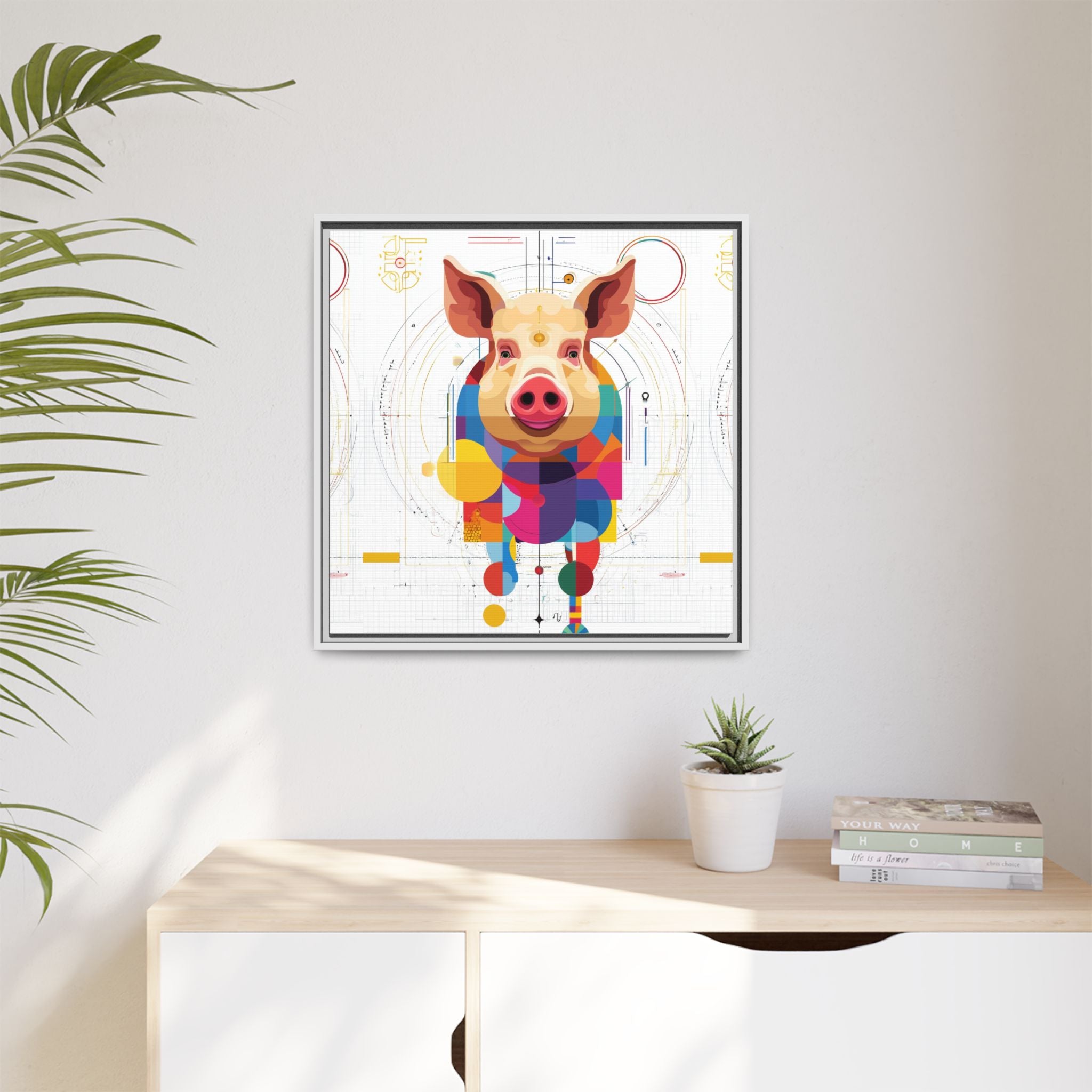 Geometric Pig: Digital Cubist Portrait, Mathematical Animal Abstraction   |    Custom Orders Available