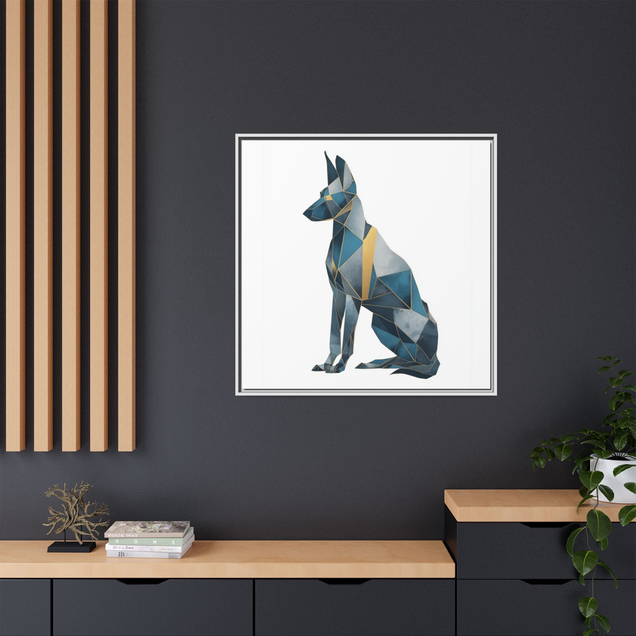 Geometric Canine Mosaic: Fractured Blue Shepherd, Modern Polygonal Art   |  Personalized & Custom Orders Available