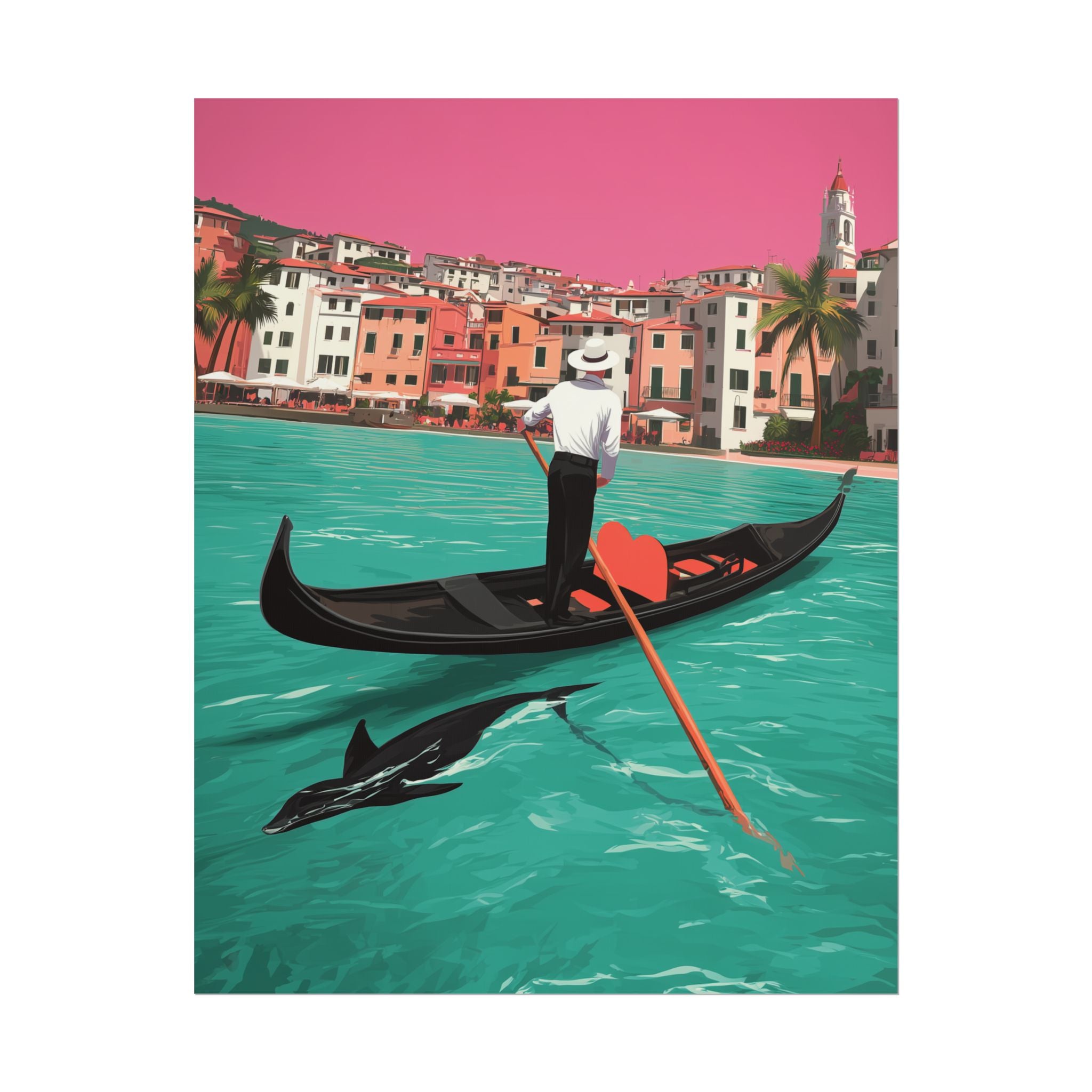 Venice Travel Poster: Mediterranean Dreamscape, Vintage Travel Poster Illustration   |    Custom Orders Available