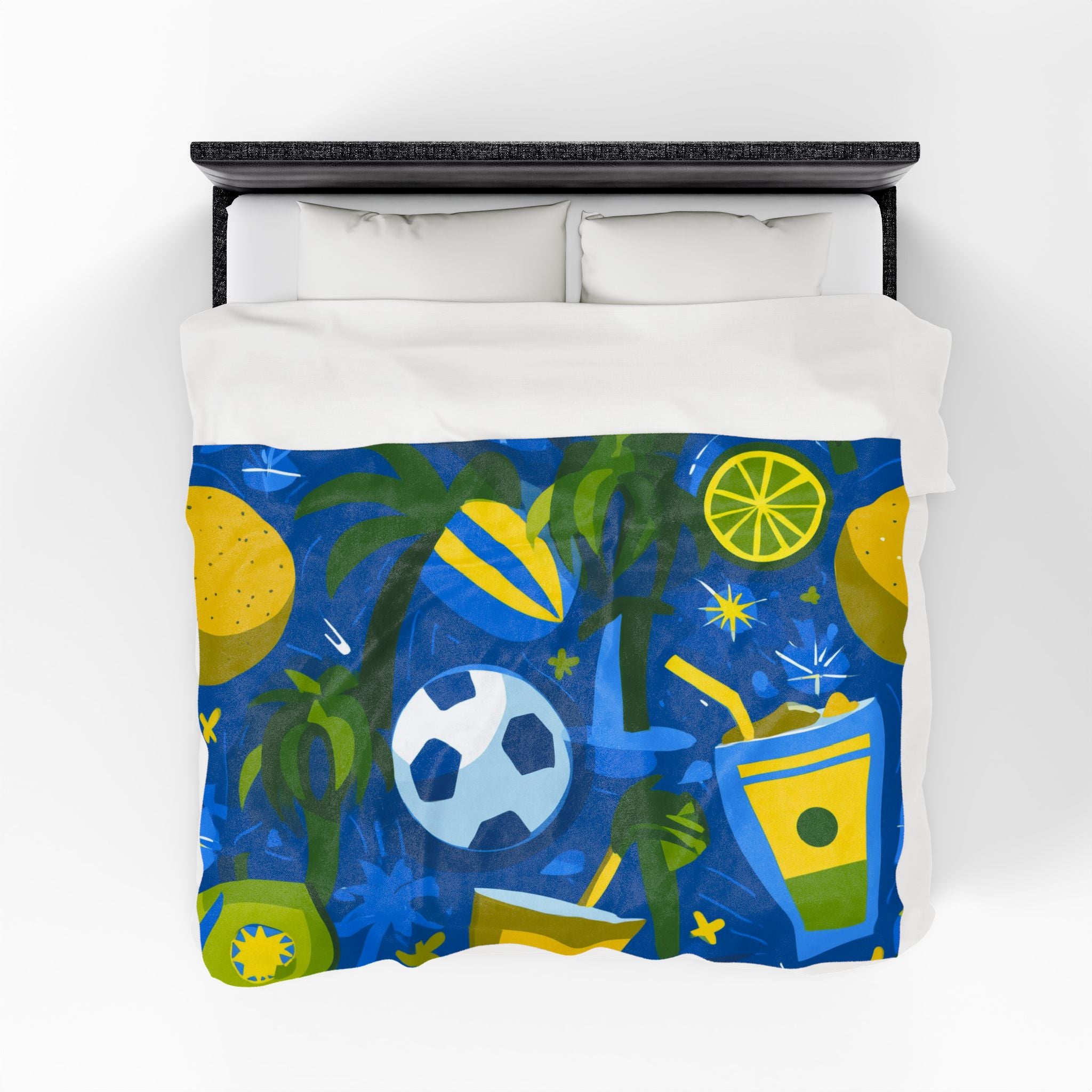 Brazil Summer Bliss Quilt Doona Duvet Cover : Tropical Paradise Vibes, Graphic Design Sunshine Illustration   |   Custom Orders Accepted