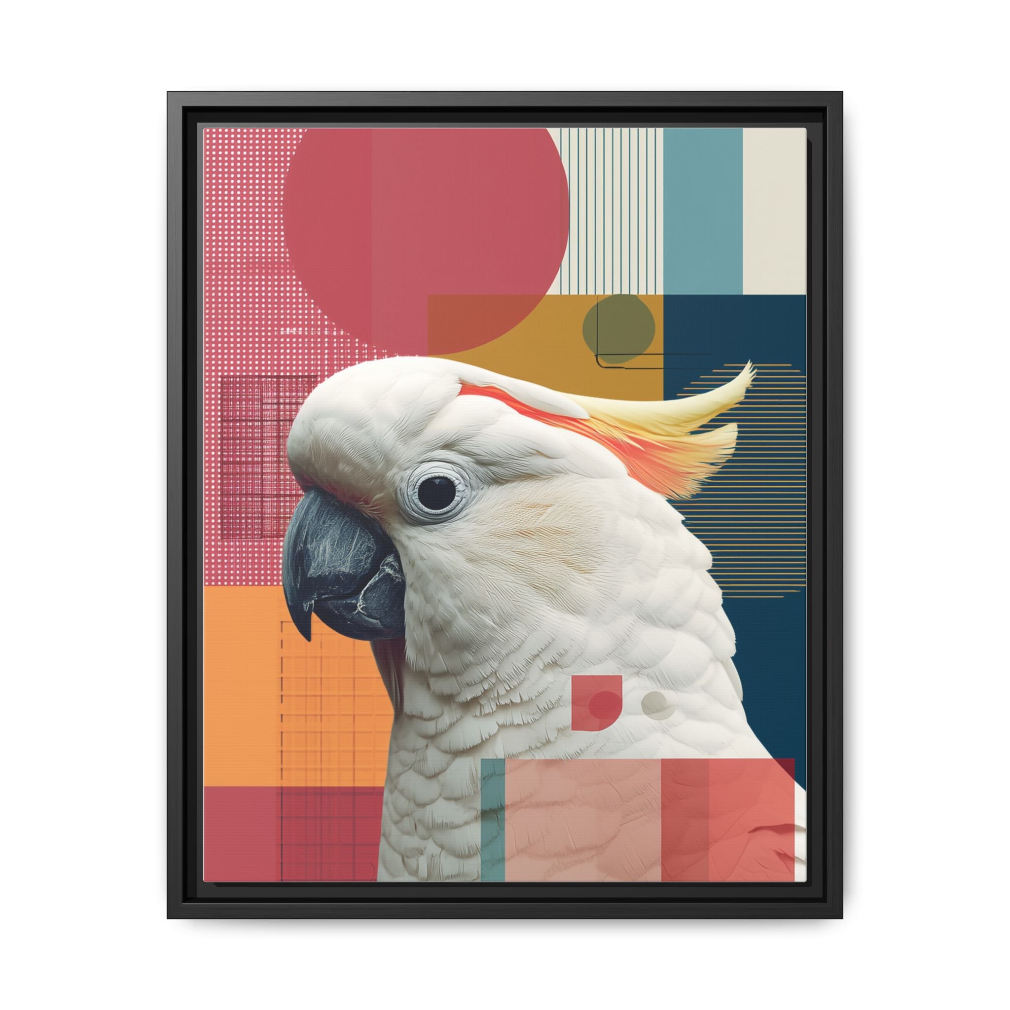 Cockatoo in Geometry: Mid-Century Modern Wildlife Art, Photorealistic Nature Print   |    Custom Orders Available
