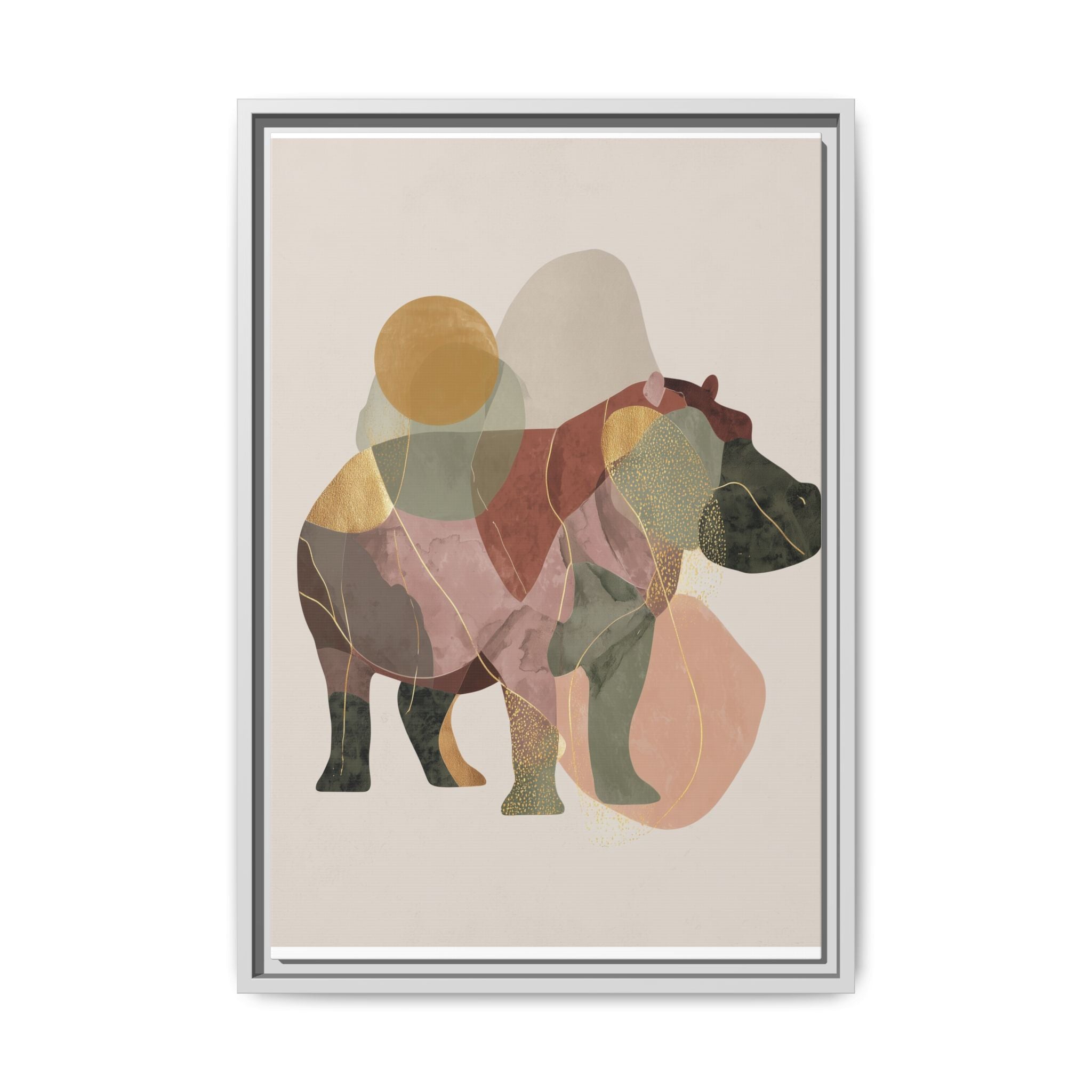 Geometric Hippo: Abstract Animal Art, Modern Watercolor Shapes   |  Personalized & Custom Orders Available