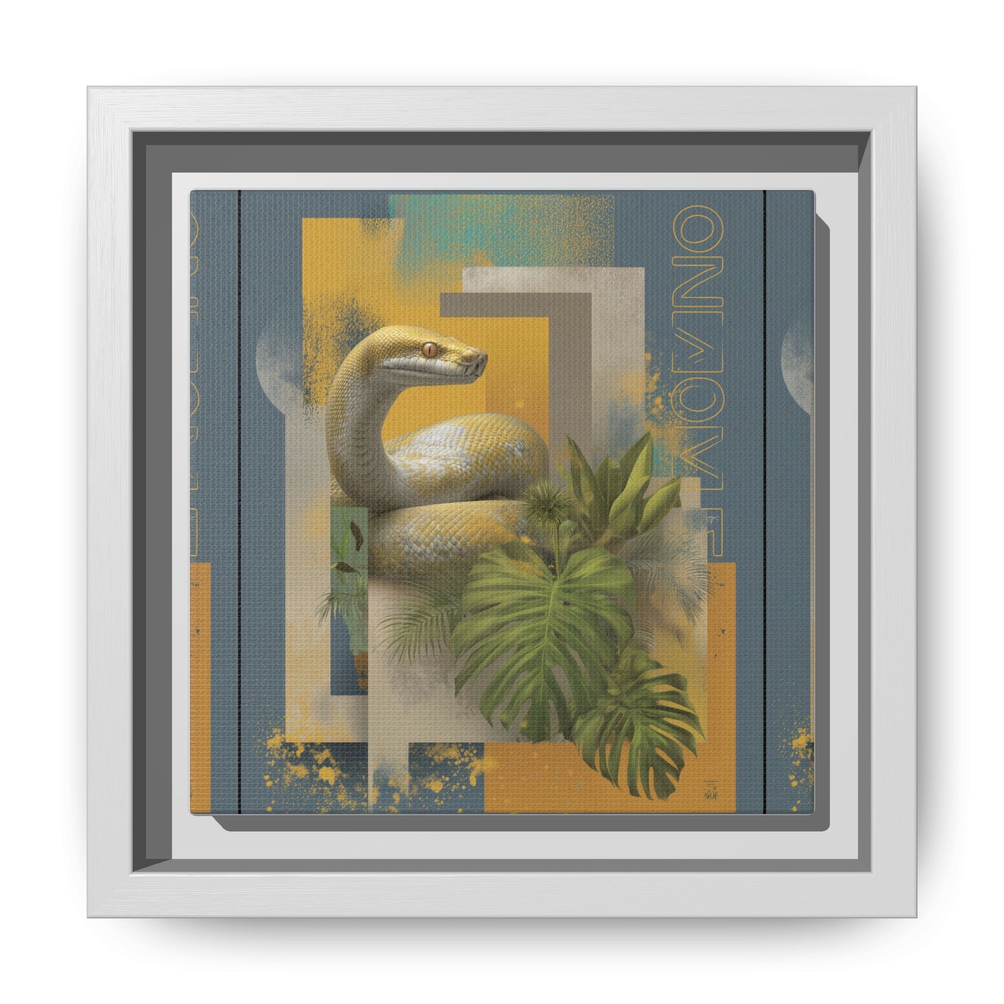 Serpent in Geometry: Tropical Albino Snake Portrait, Modern Botanical Illustration   |    Custom Orders Available