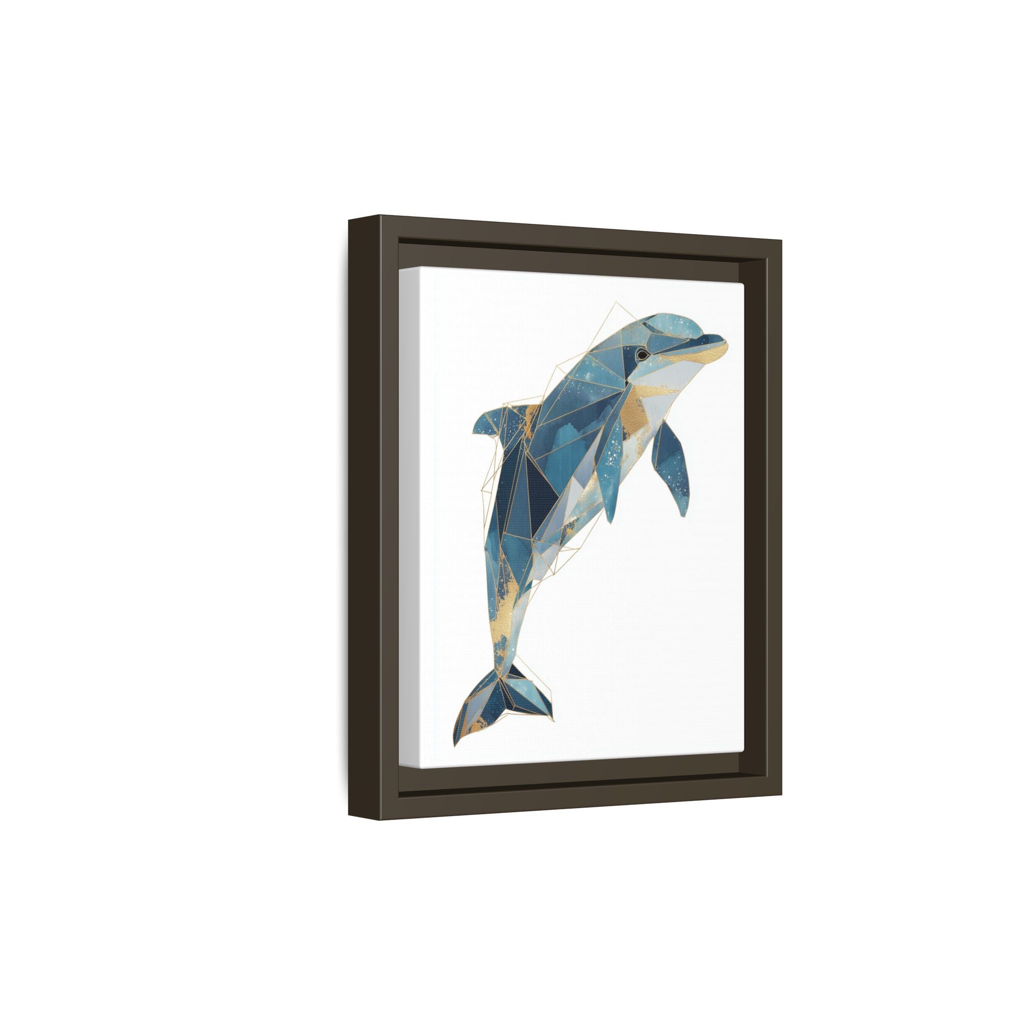 Crystalline Dolphin Framed Print : Geometric Marine Mosaic, Fractalized Blue Abstract   |  Personalized & Custom Orders Available