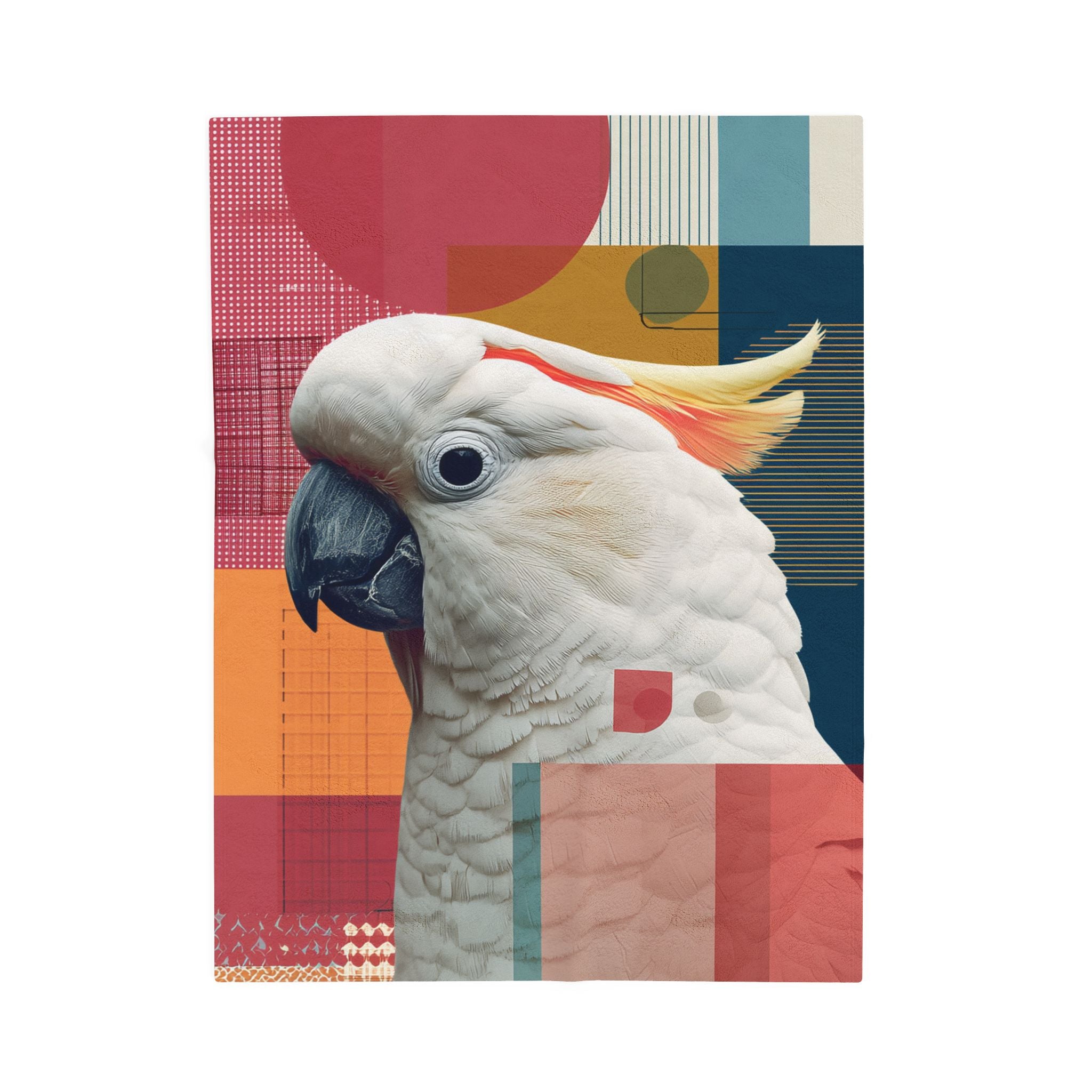 Cockatoo in Geometric Harmony Quilt Cover, Doona Cover, Duvet : Wildlife Art Print, Modern Abstract Decor   |    Custom Orders Available