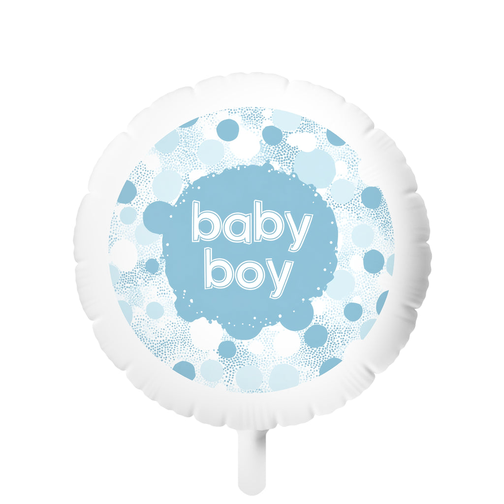 Baby Boy Mylar Helium Balloon — Blue Polka Dot Gender Reveal & Baby Shower Decoration