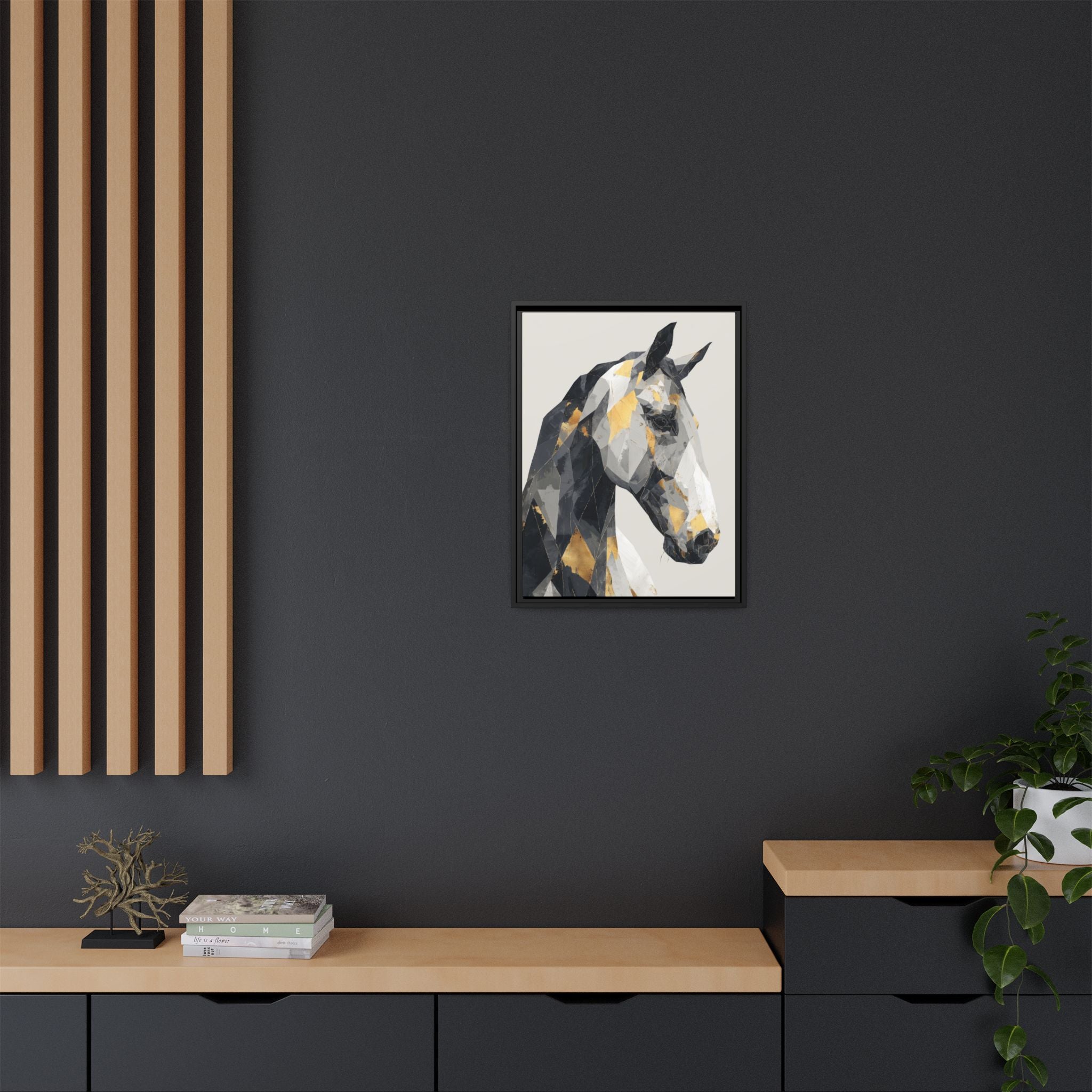 Equine Geometrica: Contemporary Cubist Horse, Metallic Abstract Portrait   |  Personalized & Custom Orders Available