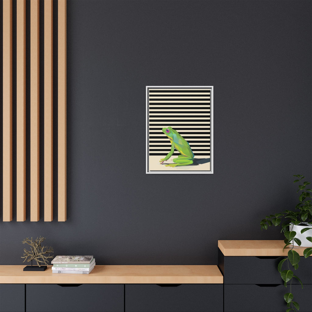 Stylized Frog Portrait Framed Print , Minimalist Pop Art Design   |  Personalized & Custom Orders Available