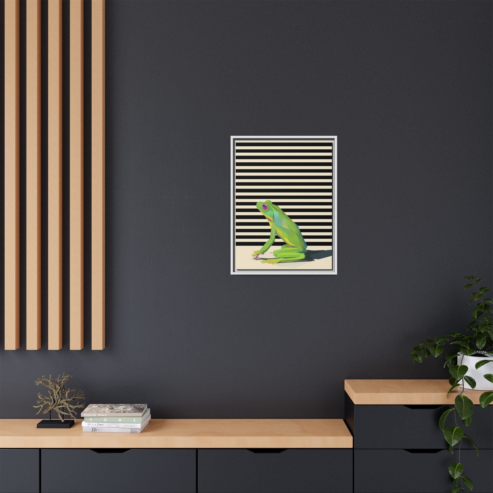 Stylized Frog Portrait Framed Print , Minimalist Pop Art Design   |  Personalized & Custom Orders Available