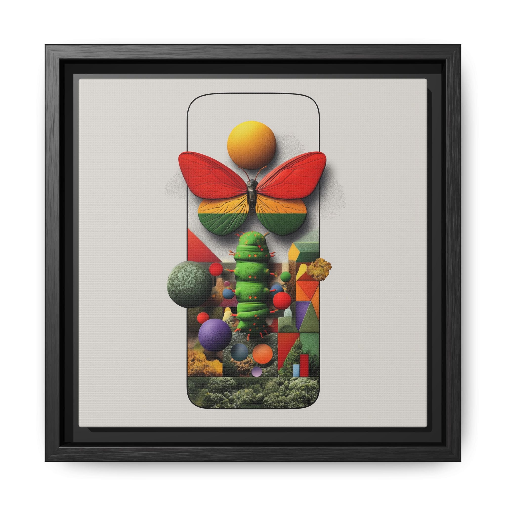 Metamorphosis Framed Print : Geometric Nature Transformation, Vibrant Butterfly Composition   |  Personalized & Custom Orders Available