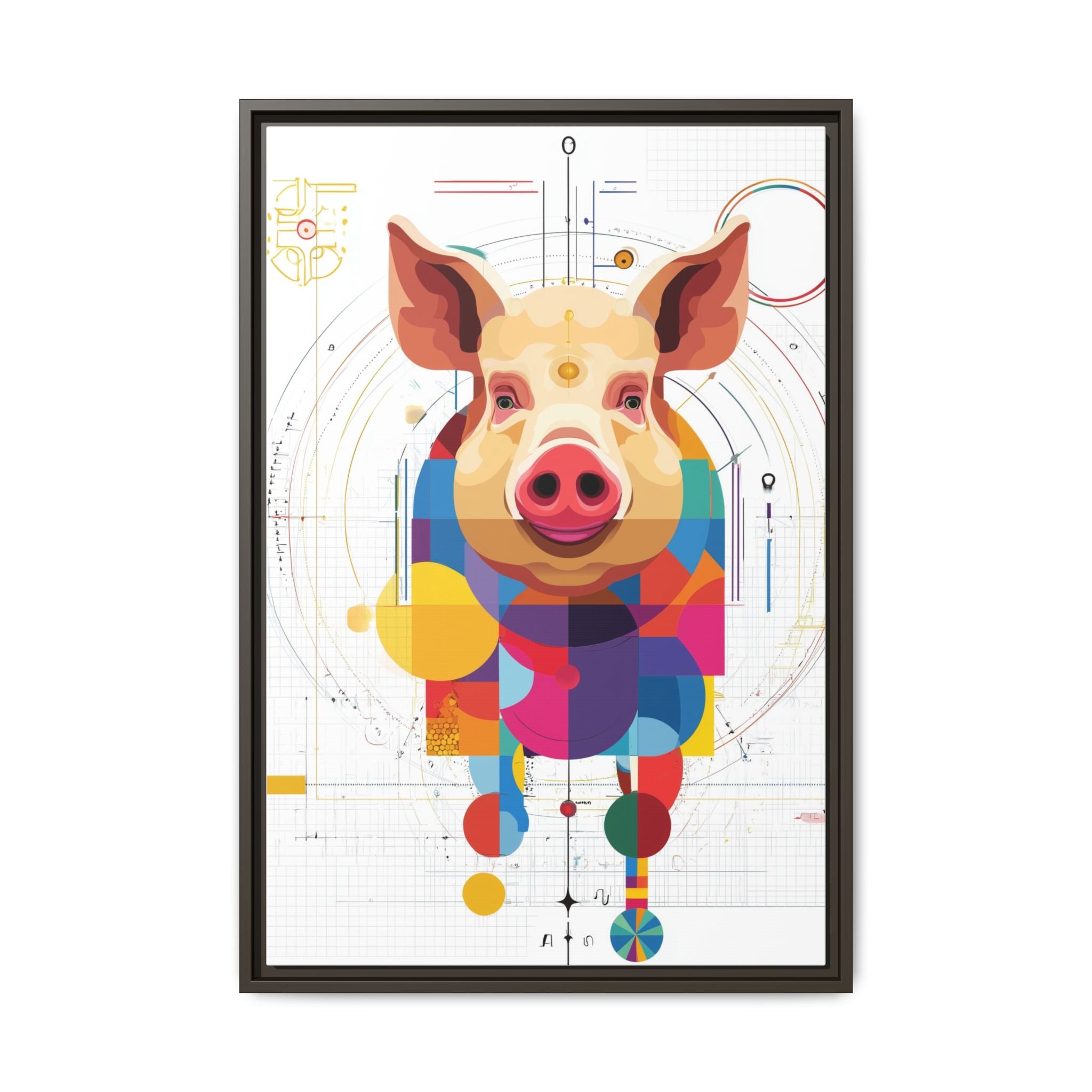 Geometric Pig: Digital Cubist Portrait, Mathematical Animal Abstraction   |    Custom Orders Available