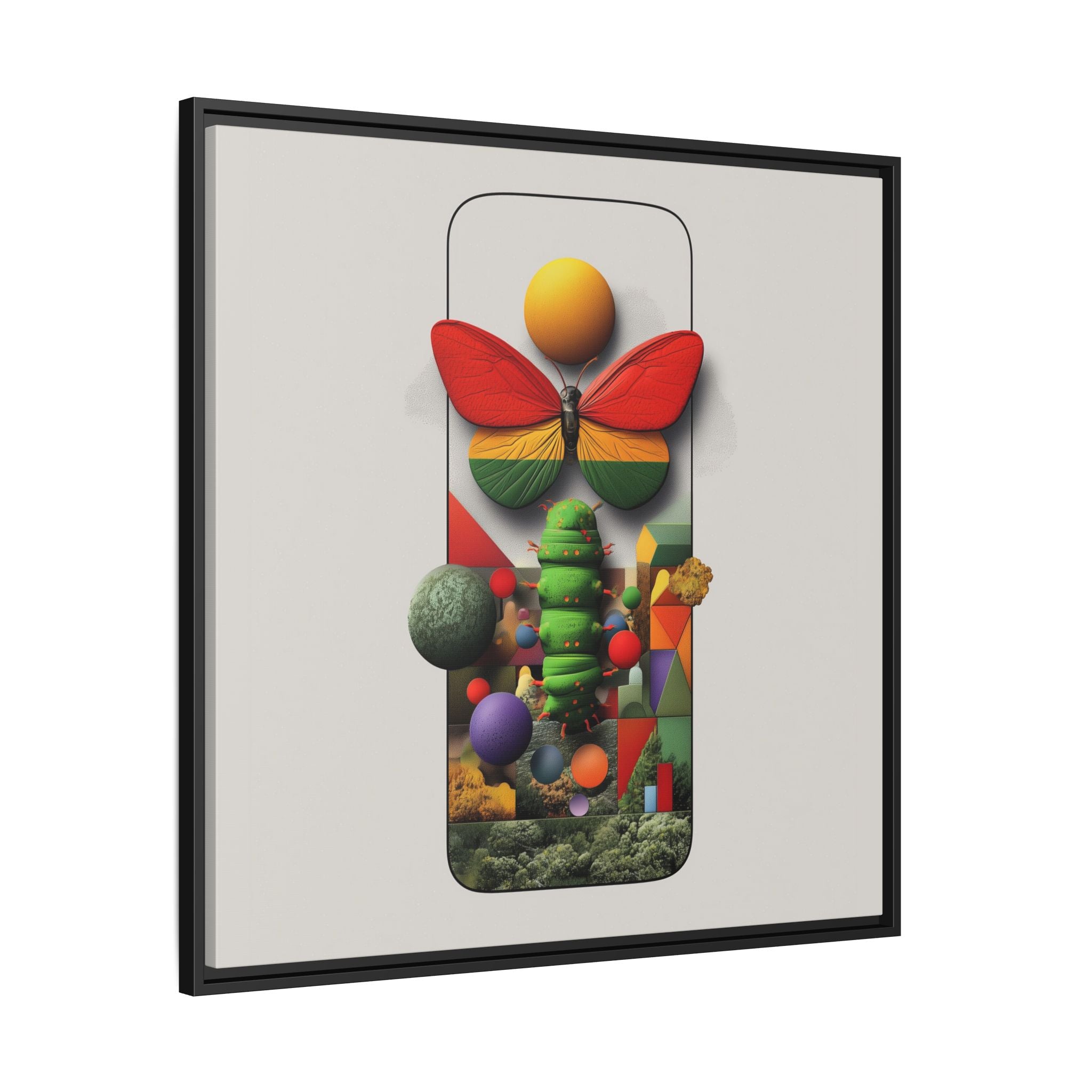 Metamorphosis Framed Print : Geometric Nature Transformation, Vibrant Butterfly Composition   |  Personalized & Custom Orders Available