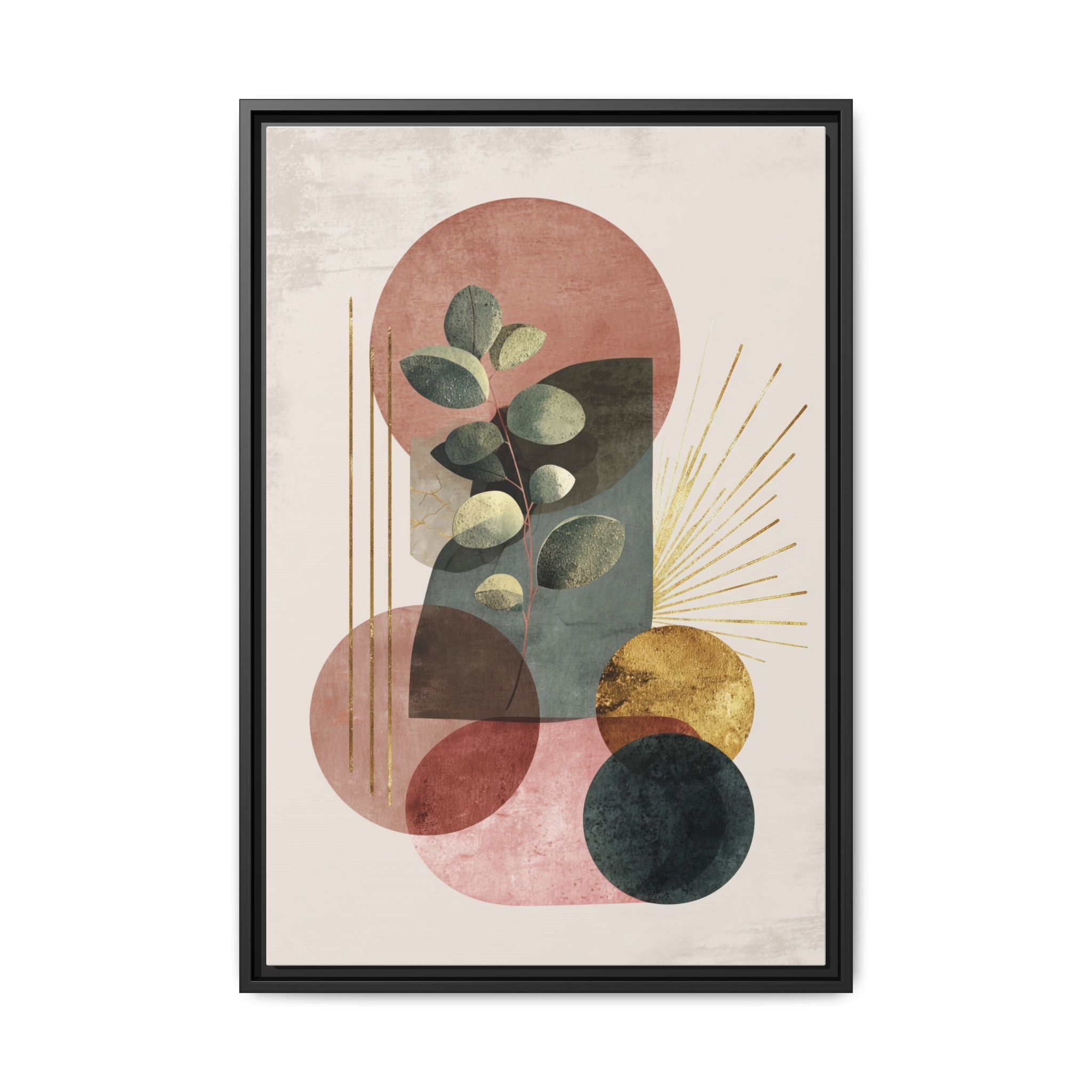 Botanical Geometric Symphony: Eucalyptus Harmony, Metallic Intersections, Modern Earth Tones   |   Custom Orders Accepted