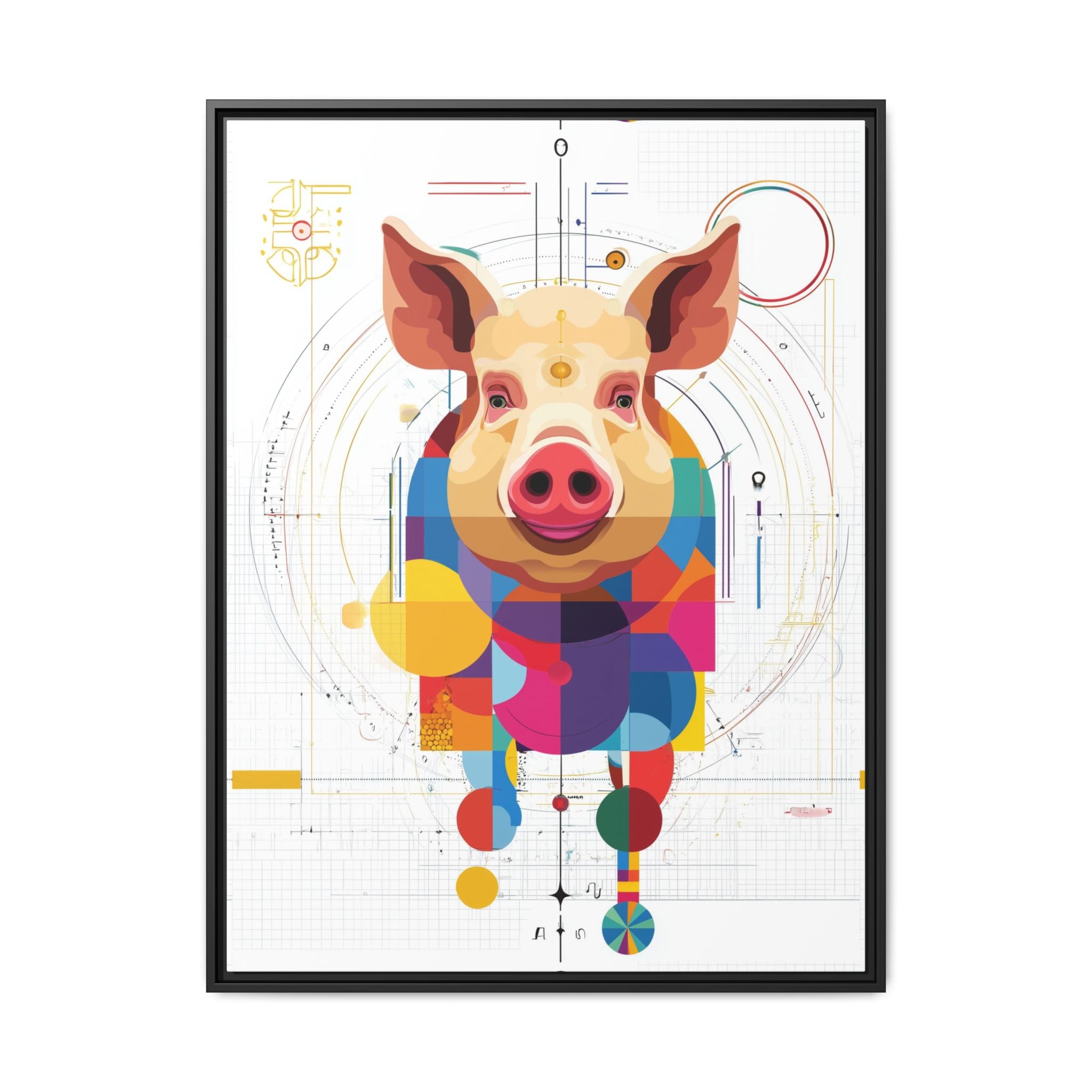 Geometric Pig: Digital Cubist Portrait, Mathematical Animal Abstraction   |    Custom Orders Available