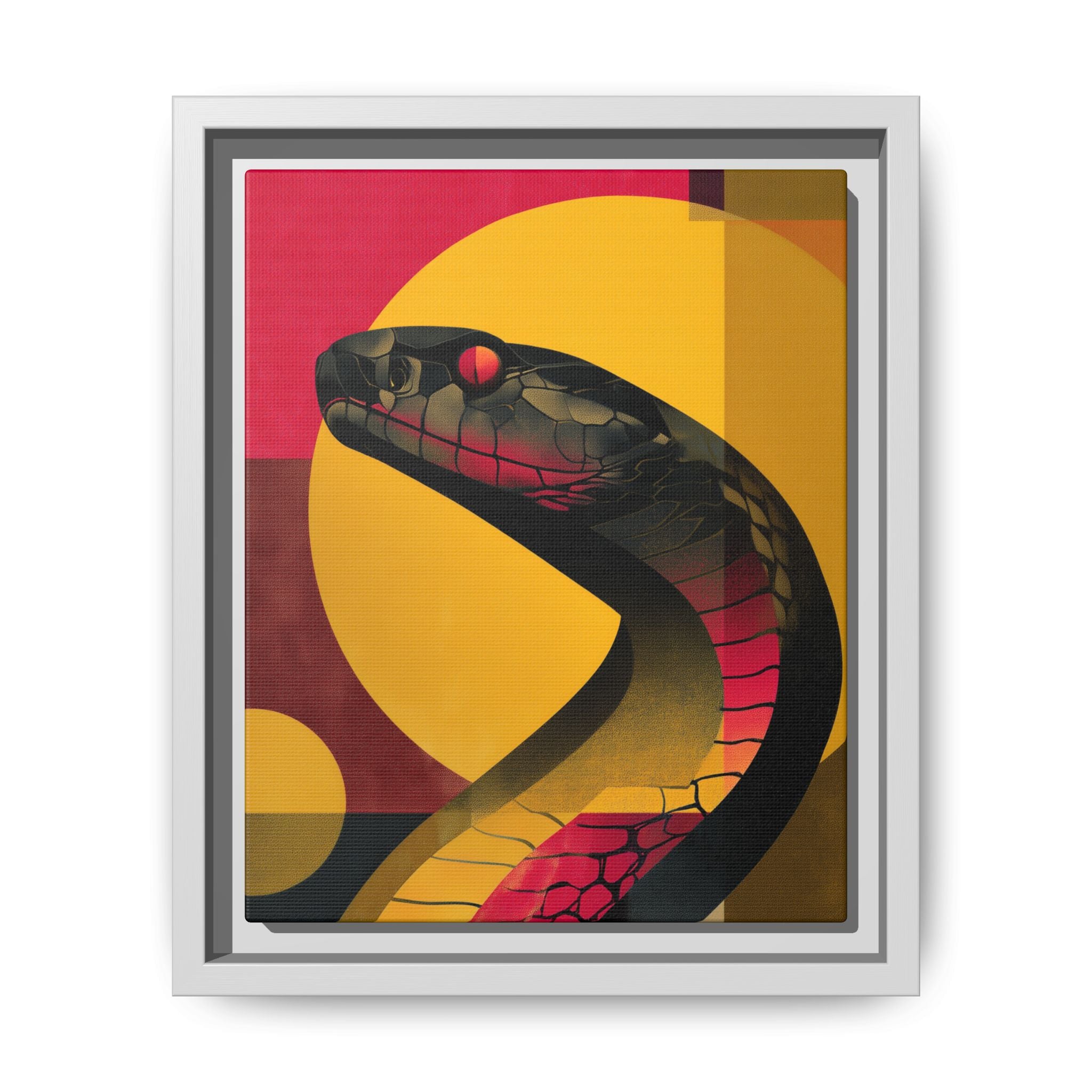 Framed Print, Geometric Snake Wall Art Print, Matte Canvas Picture, Home Decor Gift, Multi-color Serpent Poster, Modern Abstract Artwork