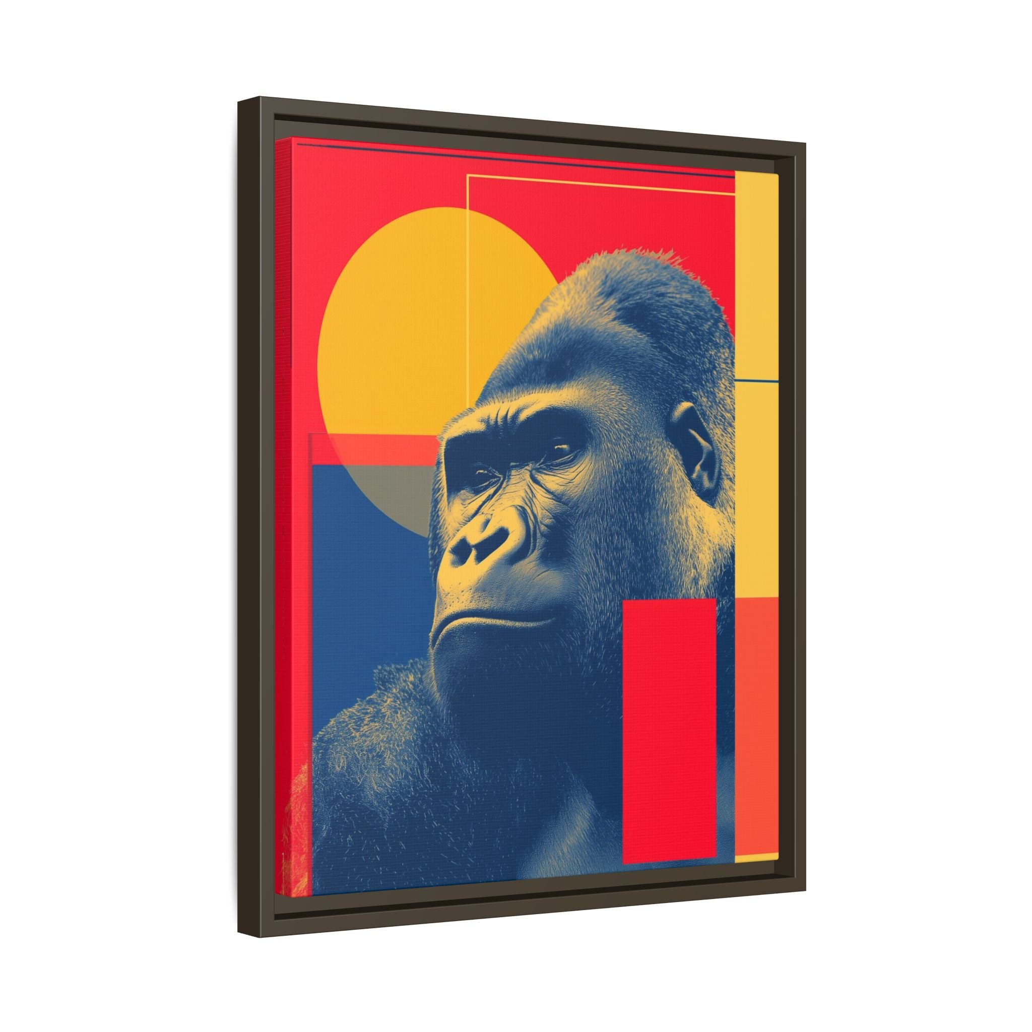 Primal Geometry: Gorilla Portrait in Blue and Yellow, Pop Art Graphic Design   |  Personalized & Custom Orders Available