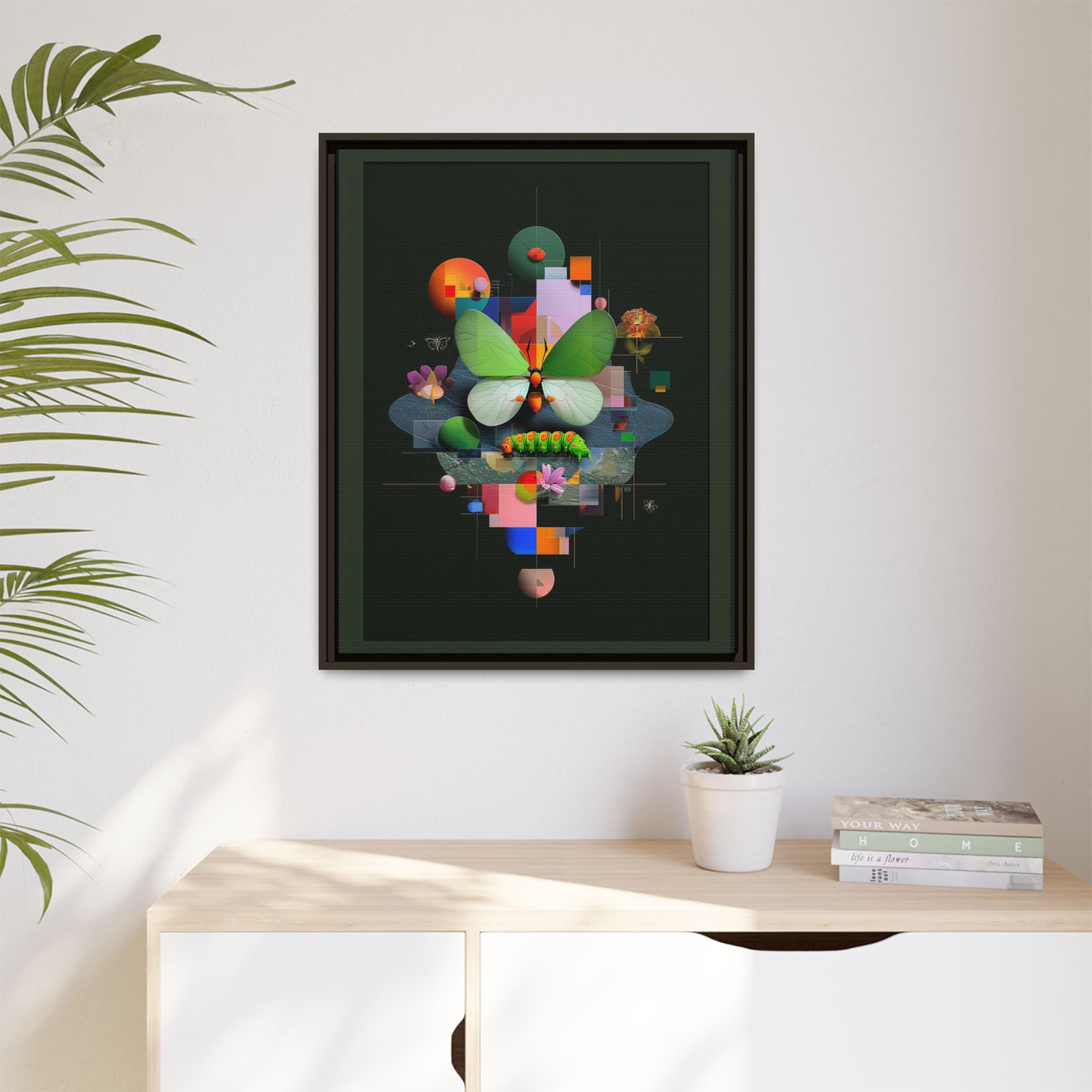 Metamorphosis Geometry Framed Print : Digital Nature Synthesis, Butterfly Abstraction   |  Personalized & Custom Orders Available