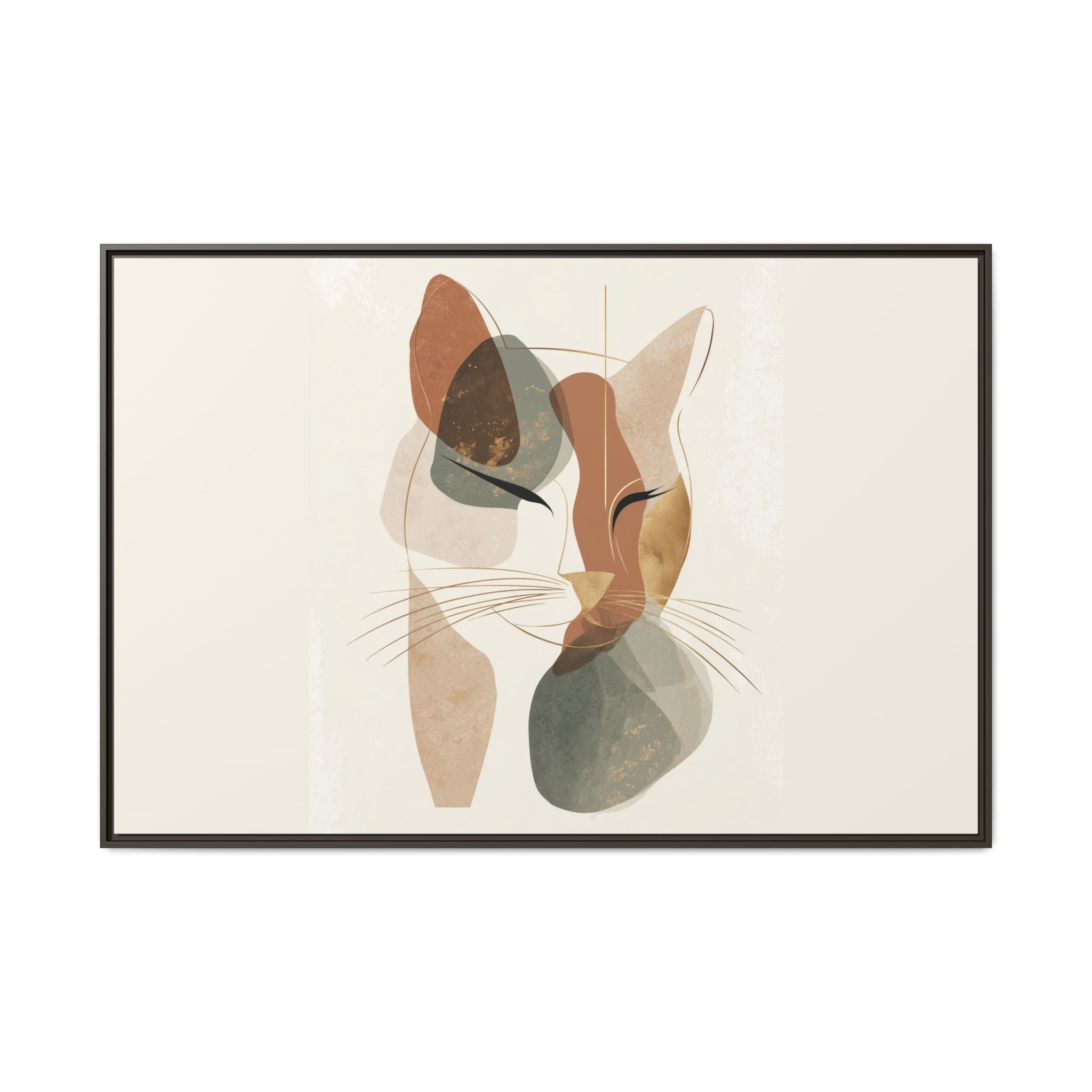 Feline Geometry: Abstract Cat Portrait, Minimalist Earth Tones   |  Personalized & Custom Orders Available