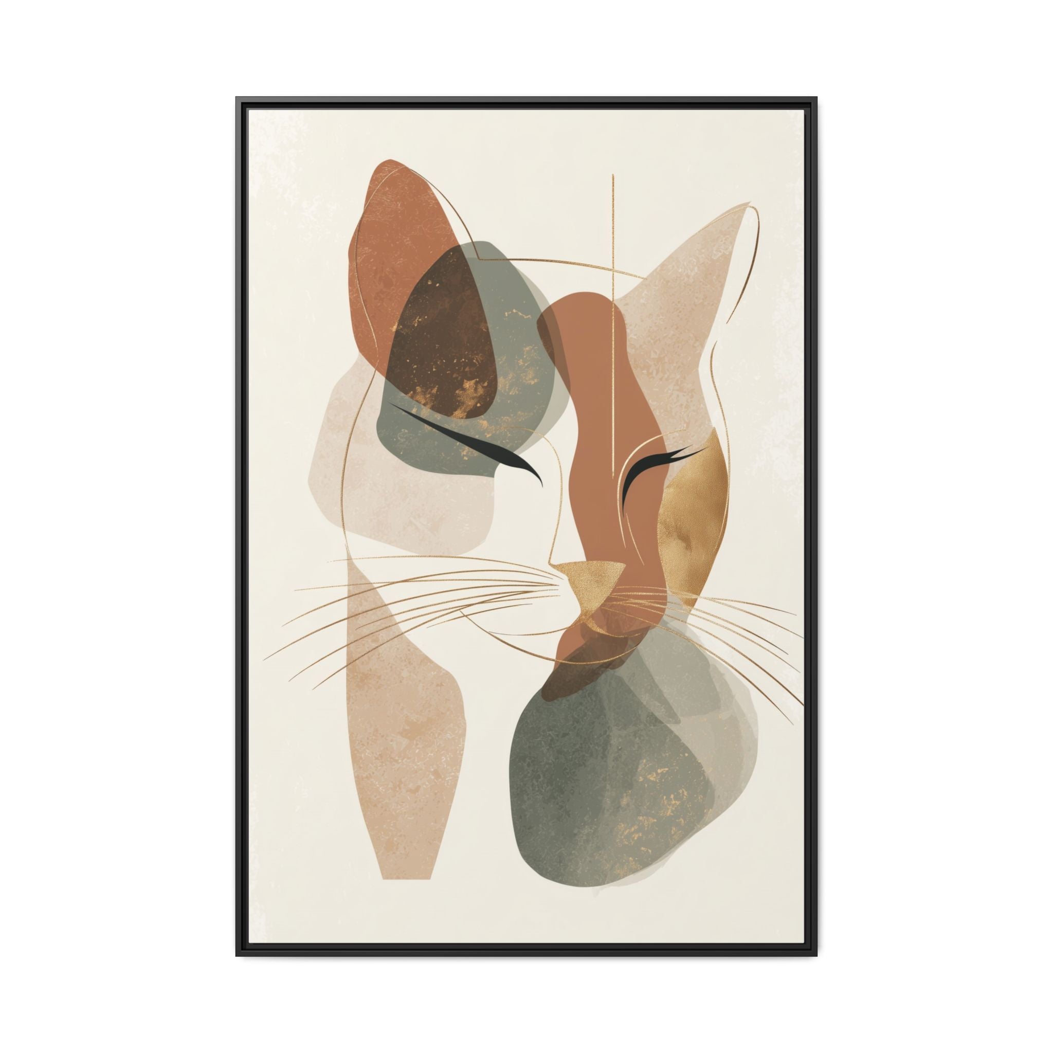 Feline Geometry: Abstract Cat Portrait, Minimalist Earth Tones   |  Personalized & Custom Orders Available