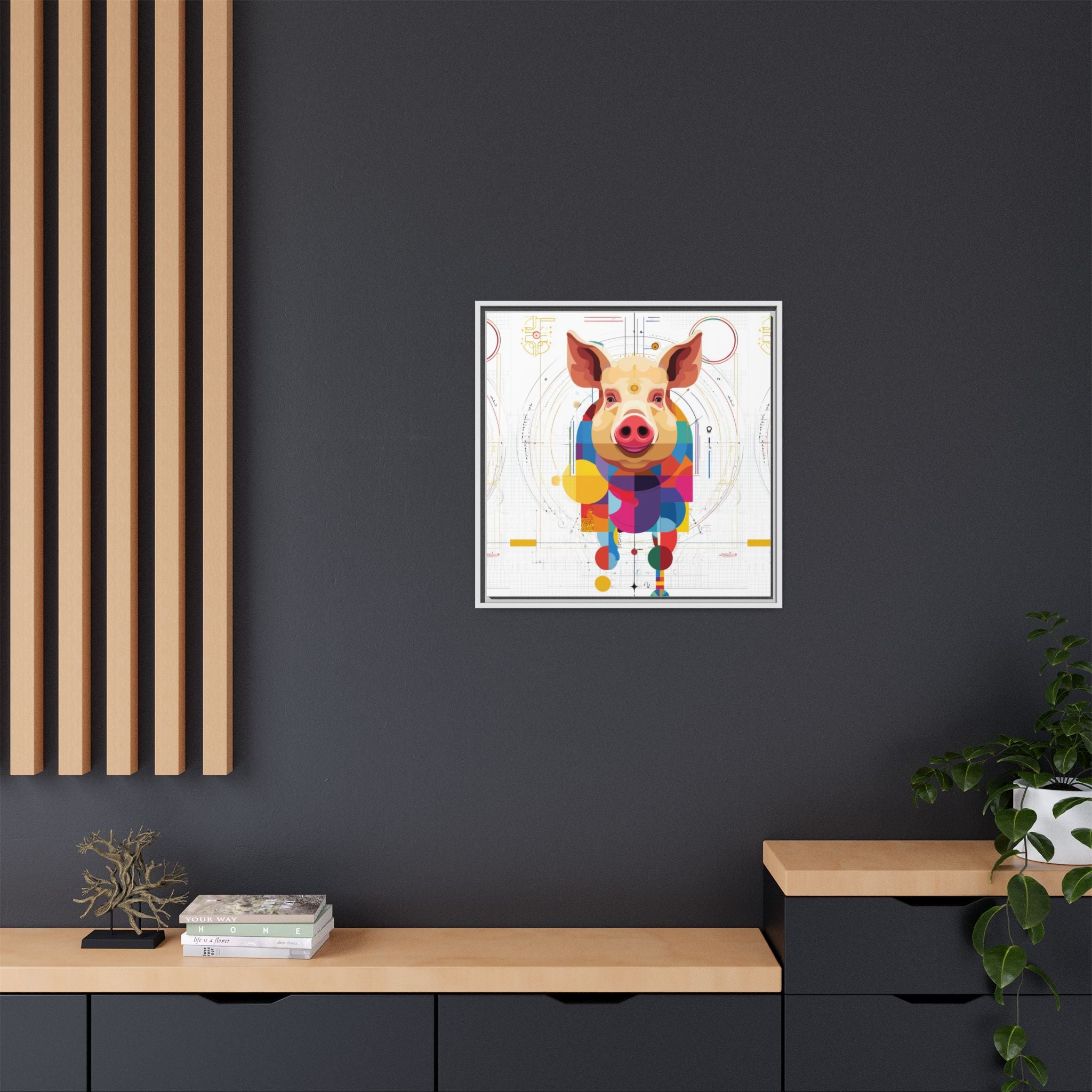 Geometric Pig: Digital Cubist Portrait, Mathematical Animal Abstraction   |    Custom Orders Available