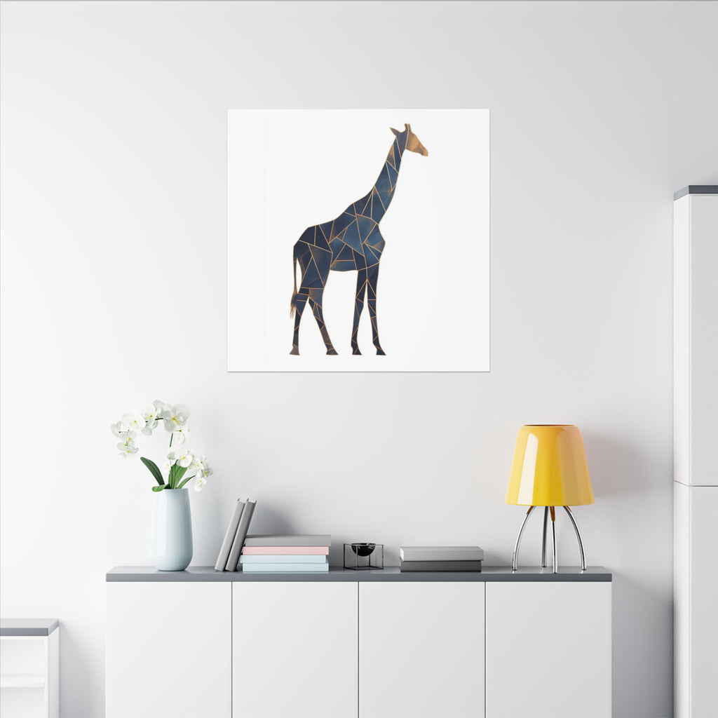 Geometric Giraffe: Mosaic Animal Portrait, Blue Triangular Design, Contemporary African Wildlife Art   |  Personalized & Custom Orders