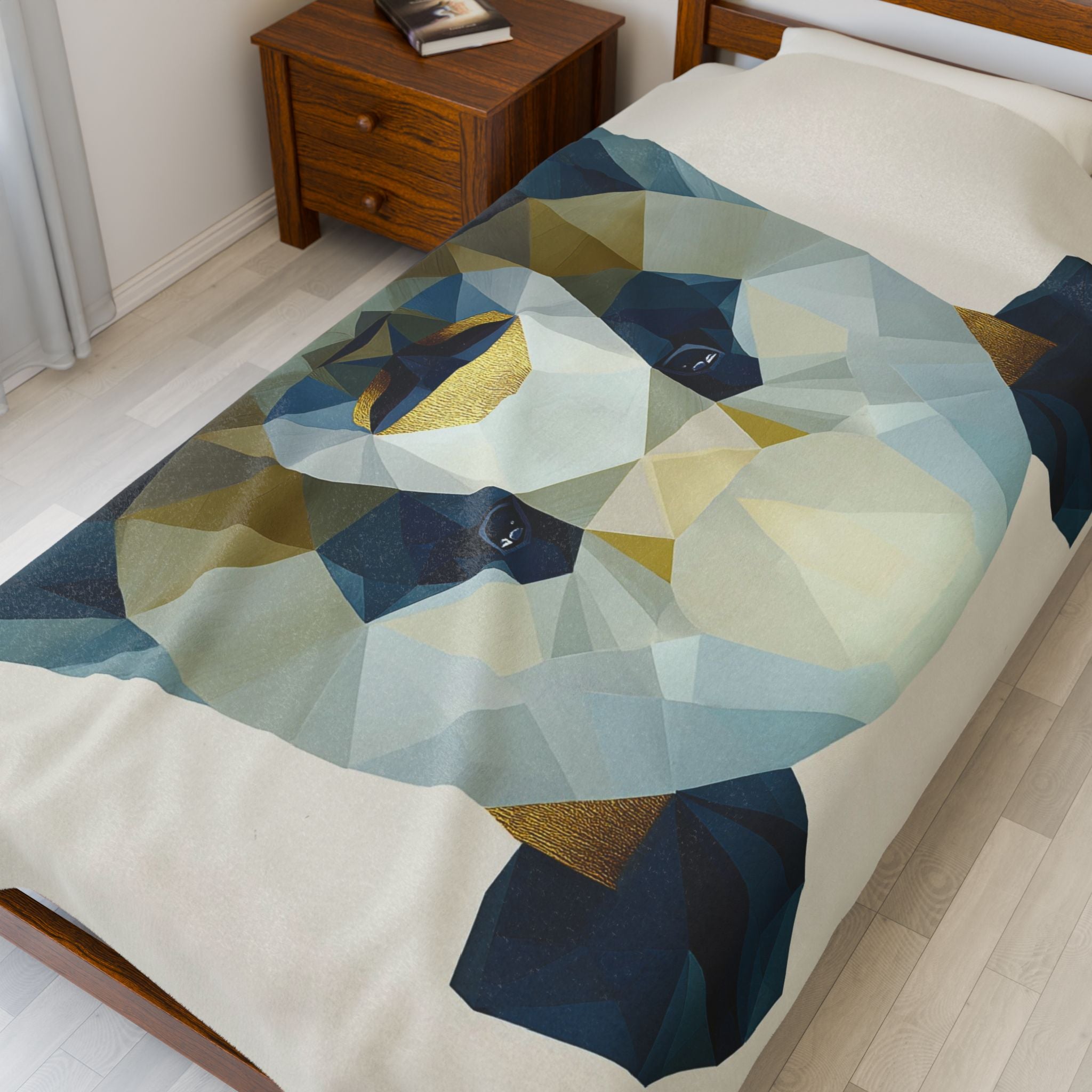 Geometric Panda Blanket : Low-Poly Digital Art, Contemporary Wildlife Illustration   |  Personalized & Custom Orders