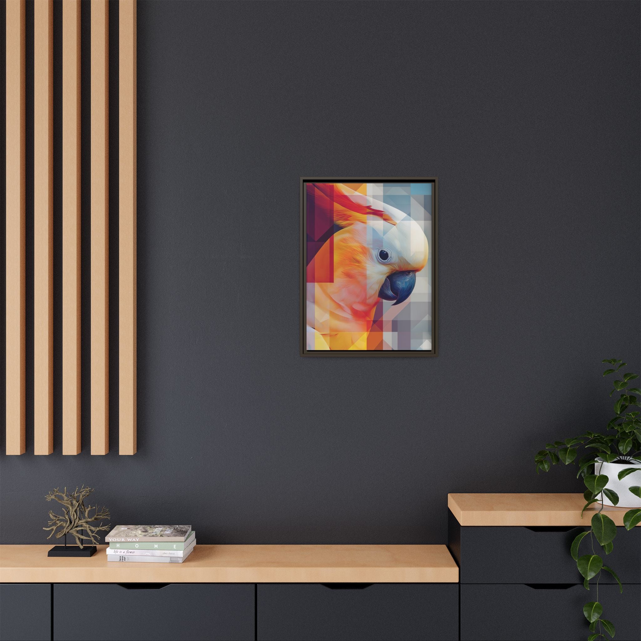 Prismatic Plume: Geometric Parrot Portrait, Digital Mosaic Abstraction   |    Custom Orders Available