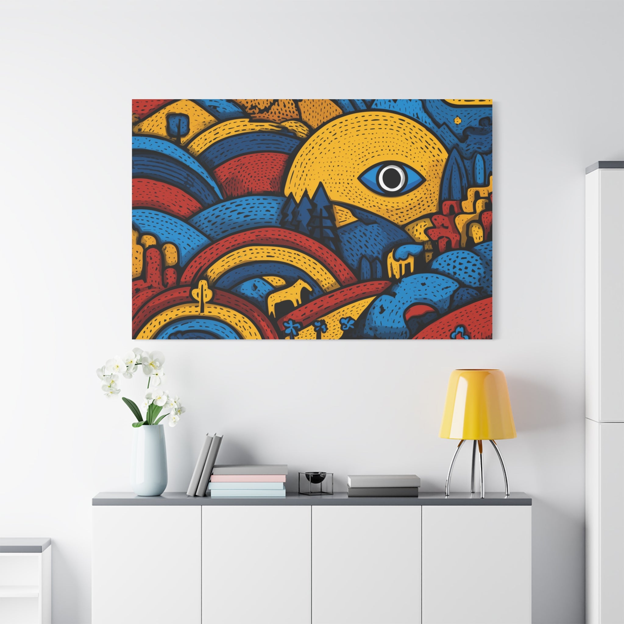 Colorful Landscape Canvas Artwork, Abstract Wall Decor, Home Wall Art, Boho Decor, Eye-catching Art for Living Room