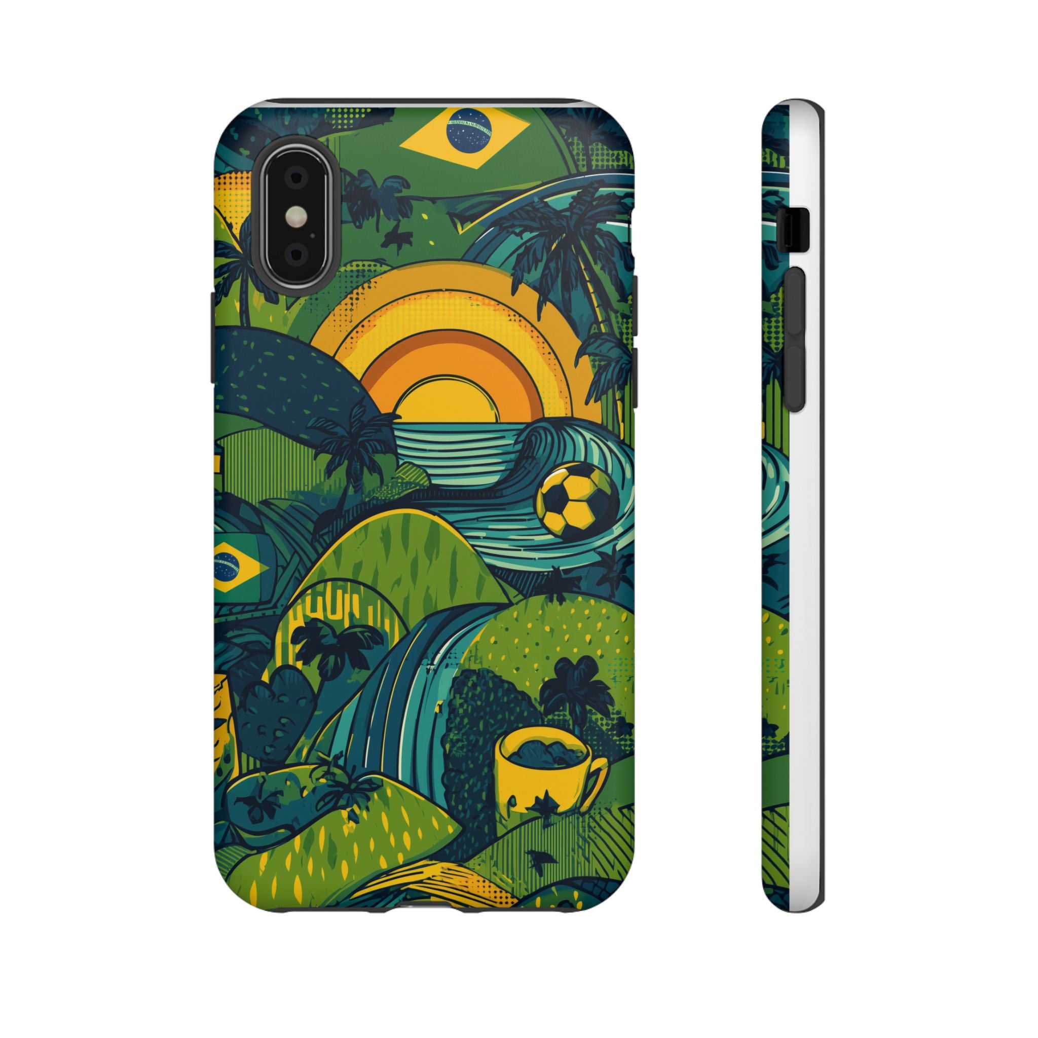 Brazil Tough Cases: Sporty Tropical Phone Case, Fun Beach Vibe Phone Accessory, Summer Travel Gift, Colorful Phone Cover, Casual Style Tech