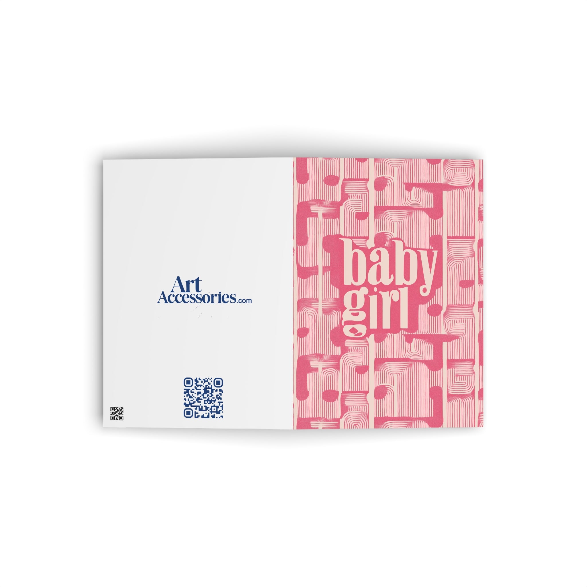 Baby Girl Greeting Card — Pink Retro Pattern Newborn Card