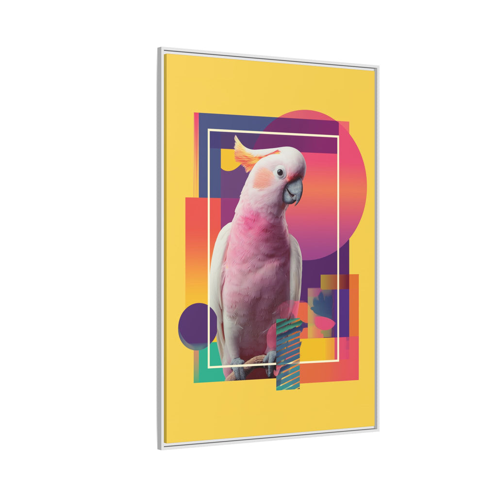 Framed Print, Cockatoo Abstract Geometric Wall Art, Matte Canvas, Colorful Bird Poster, Modern Home Decor, Tropical Animal Painting, Unique