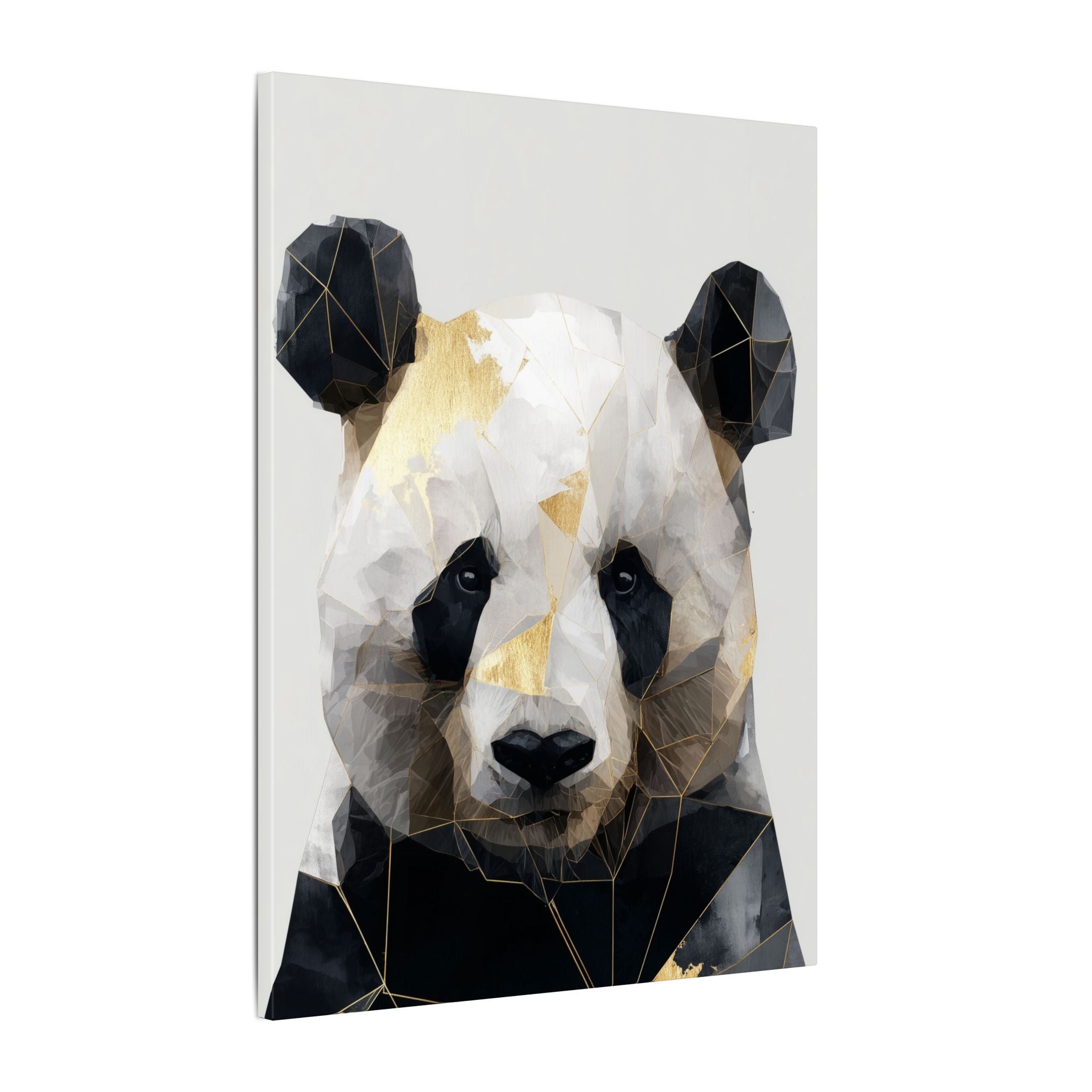 Geometric Panda: Low Poly Art, Contemporary Wildlife Portrait, Metallic Triangular Design   |  Personalized & Custom Orders Available