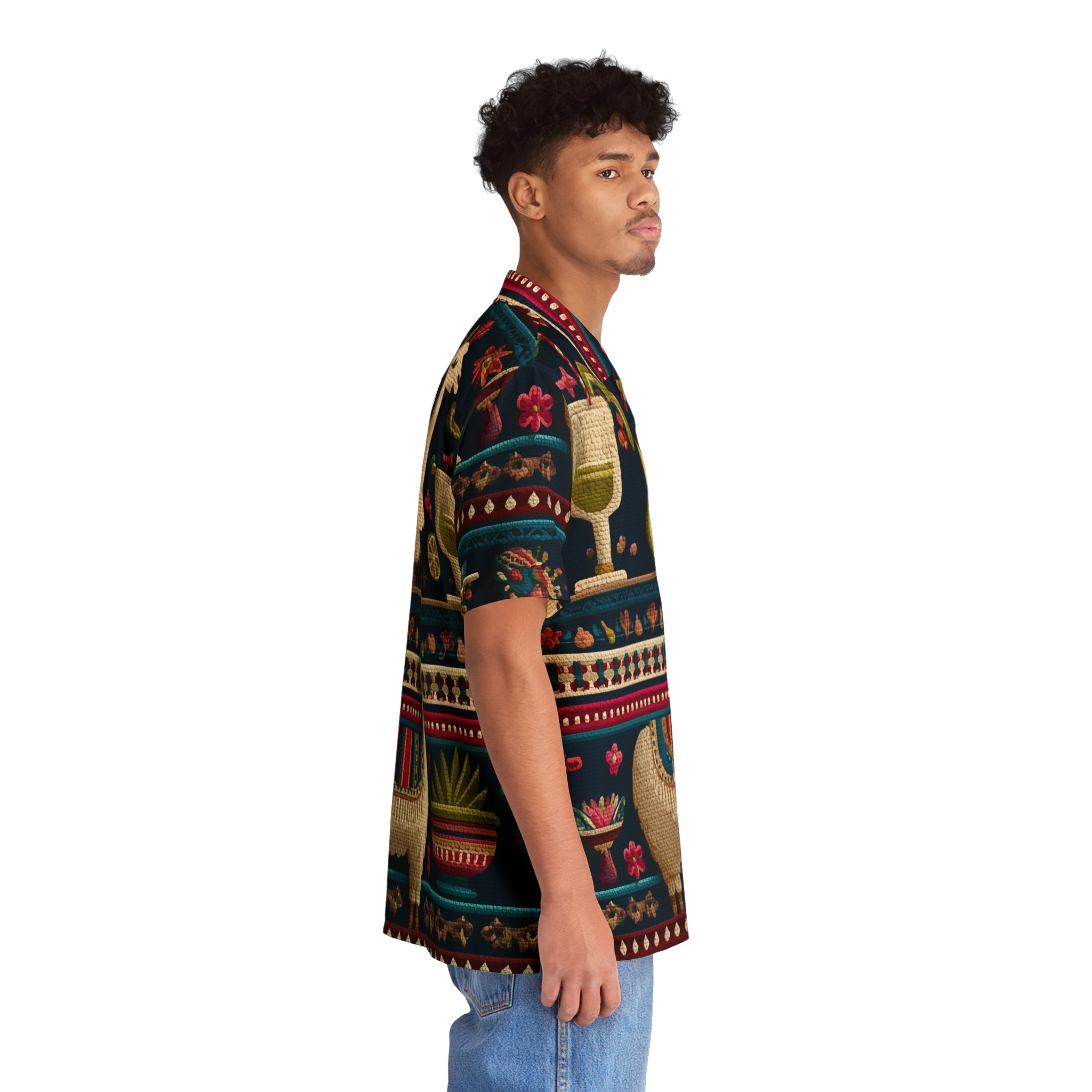 Llama Peruvian Fiesta Hawaiian Shirt - Tropical Avocado & Cactus AOP