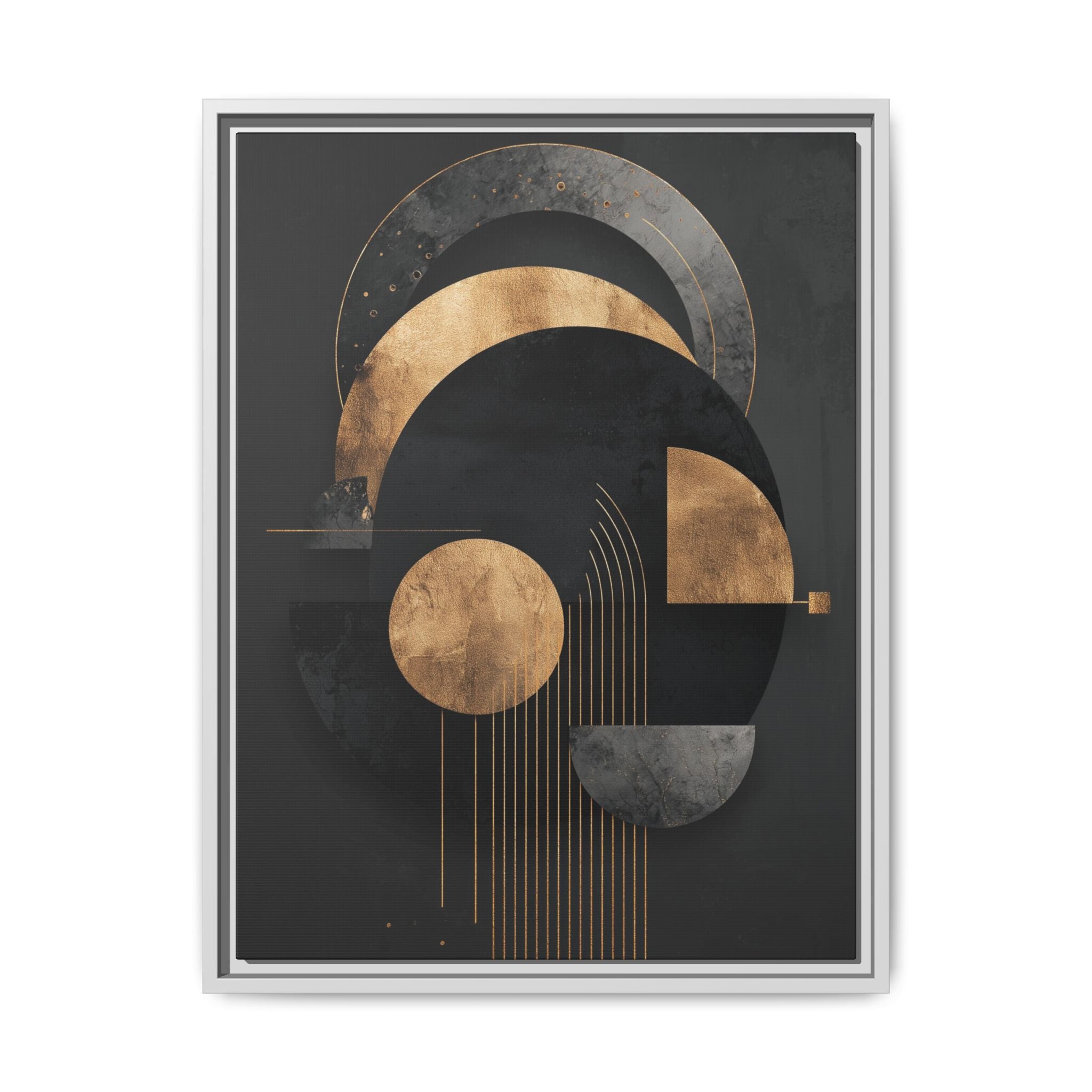 Geometric Resonance: Abstract Gold and Black Design, Minimalist Architectural Art, Modern Metallic Composition   |   Custom Orders Accepted