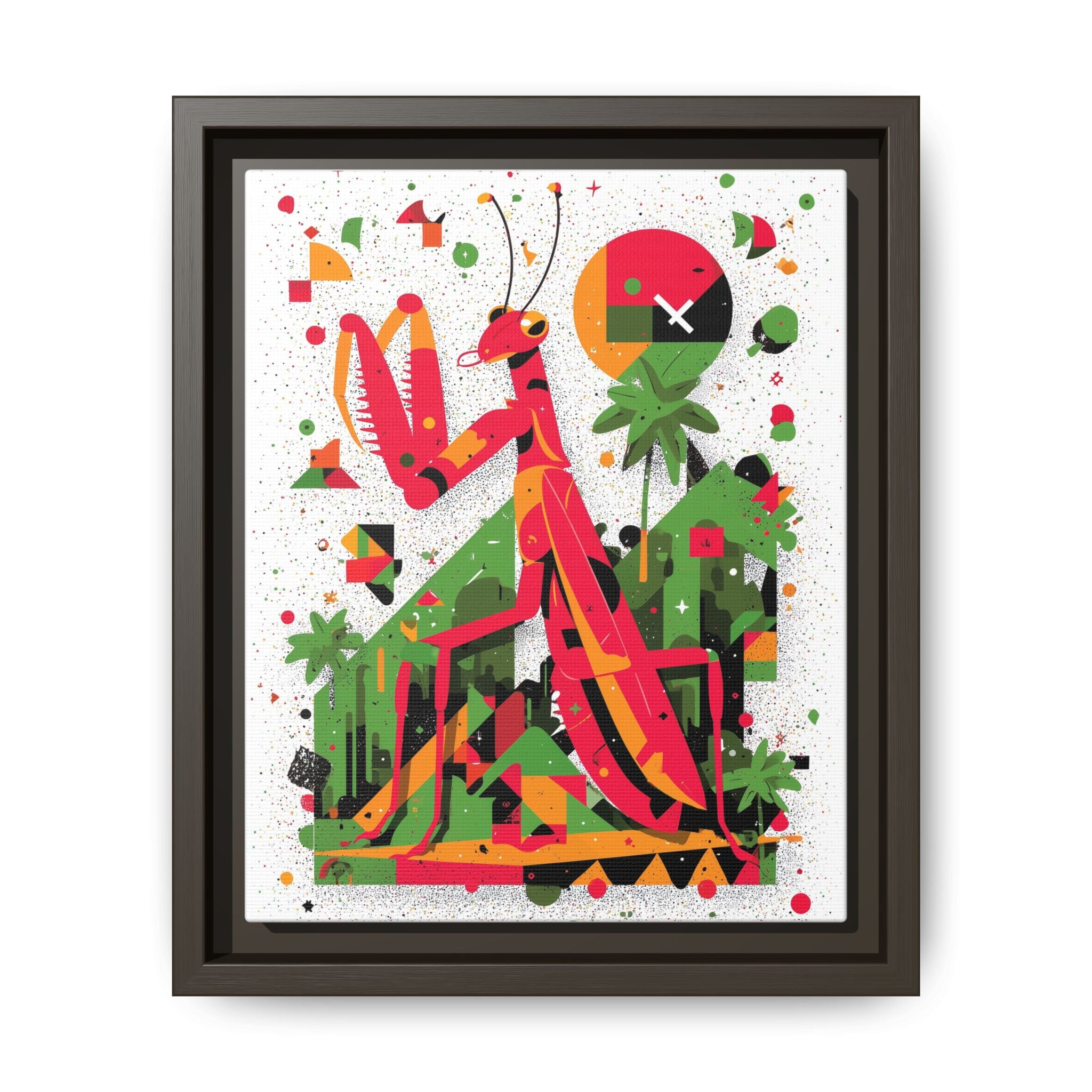 Praying Mantis Framed Print Geometric : Abstract Modernist Insect Art, Graphic Design Composition   |   Custom Orders Available