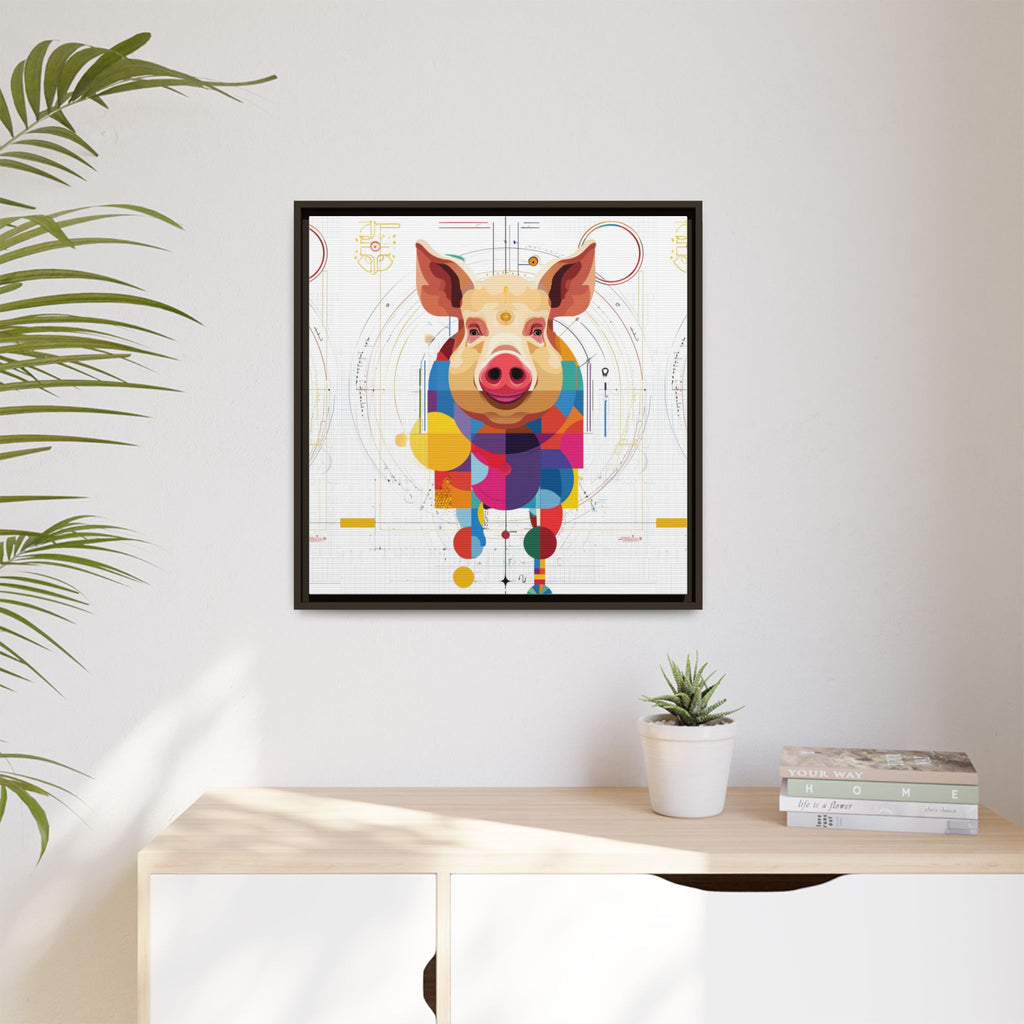 Geometric Pig: Digital Cubist Portrait, Mathematical Animal Abstraction   |    Custom Orders Available