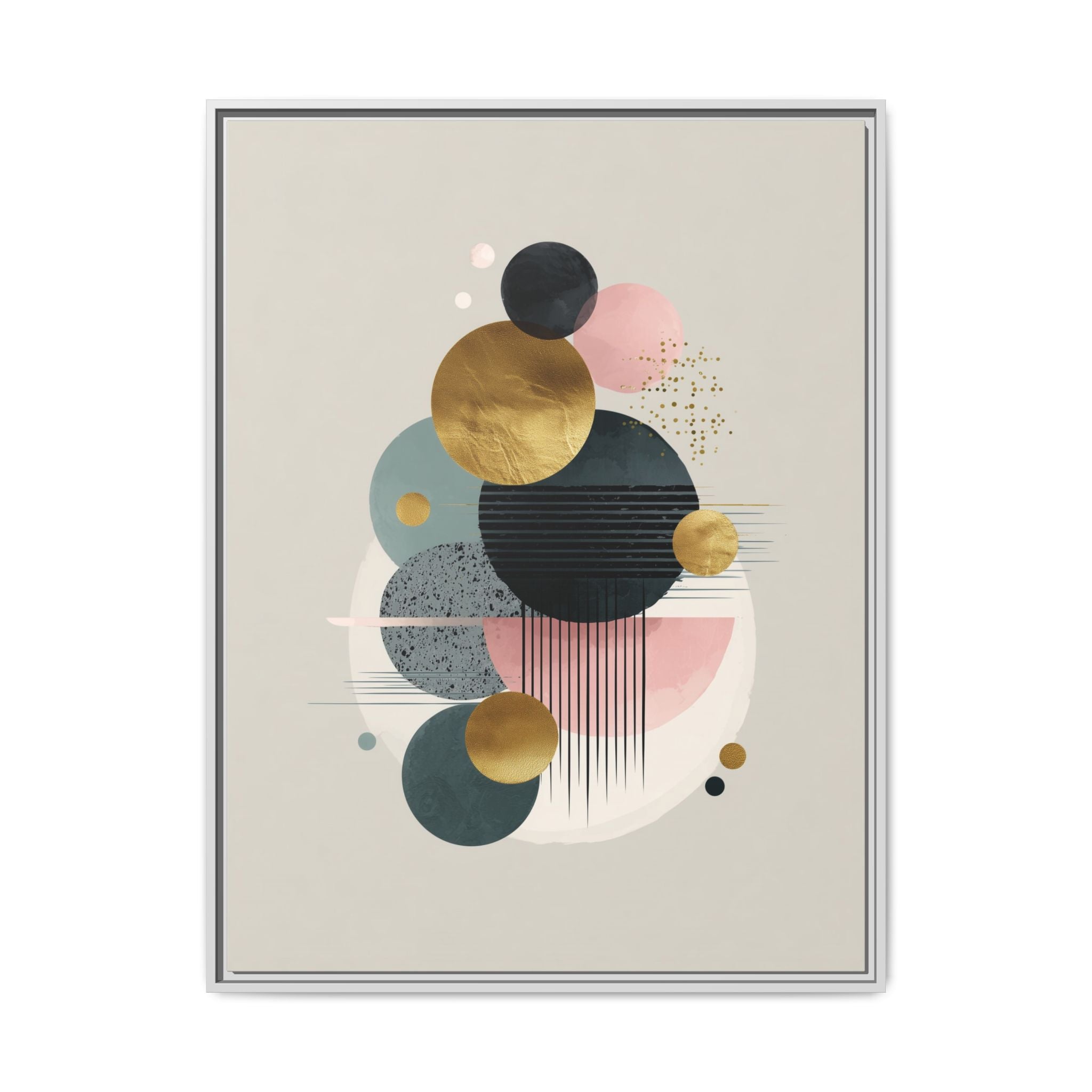 Geometric Harmony: Intersecting Circles, Mid-Century Modern Design, Abstract Metallic Composition   |   Custom Orders Accepted