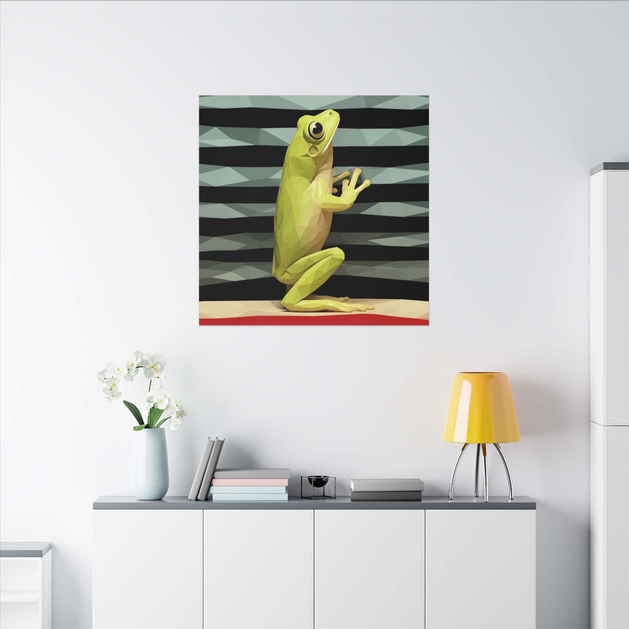 Geometric Frog: Low-Poly Digital Art, Vibrant Yellow Amphibian Illustration   |    Custom Orders Available