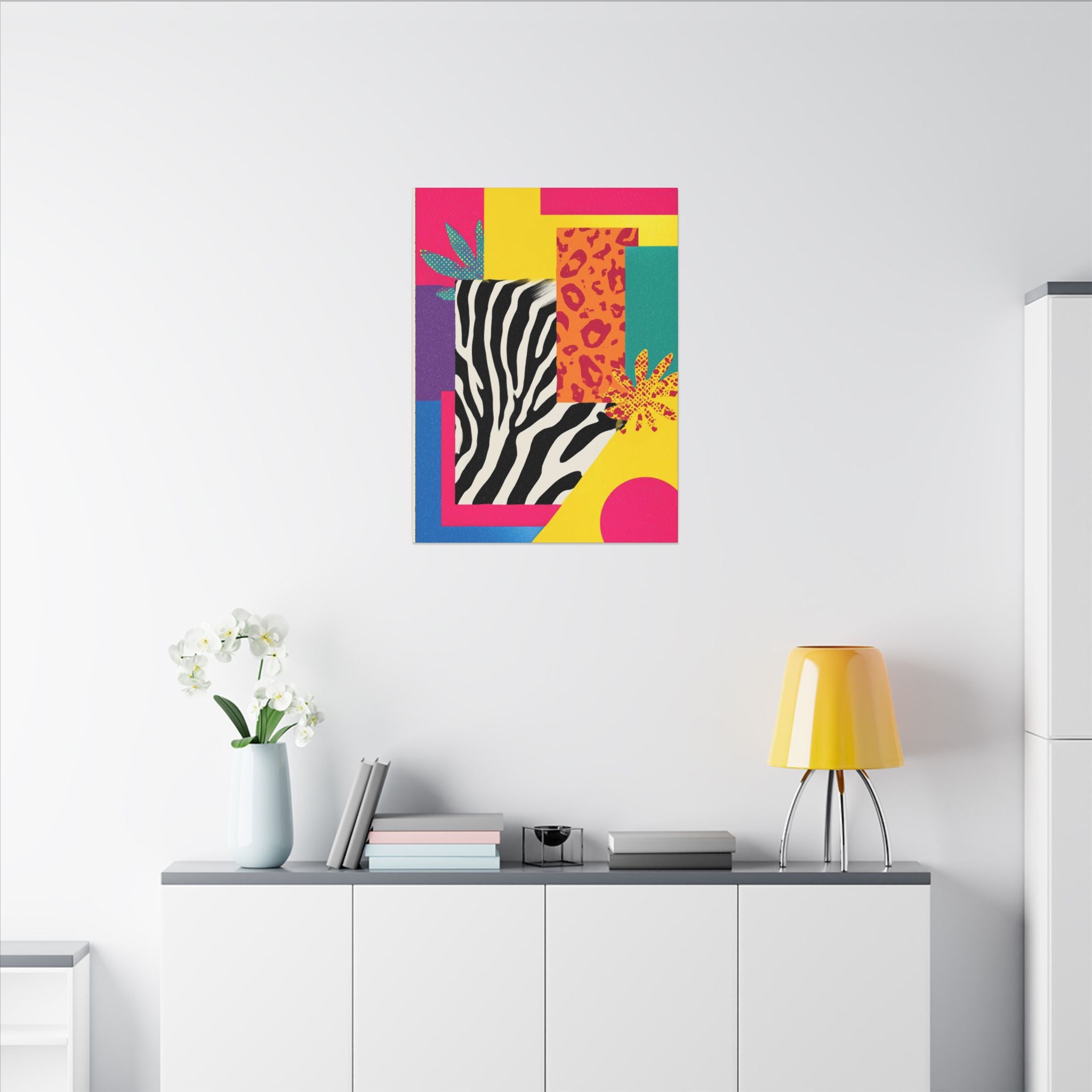 Pop Geometry: Zebra Leopard Fusion, Geometric Color Block, Modern Abstract Design   |   Custom Orders Accepted