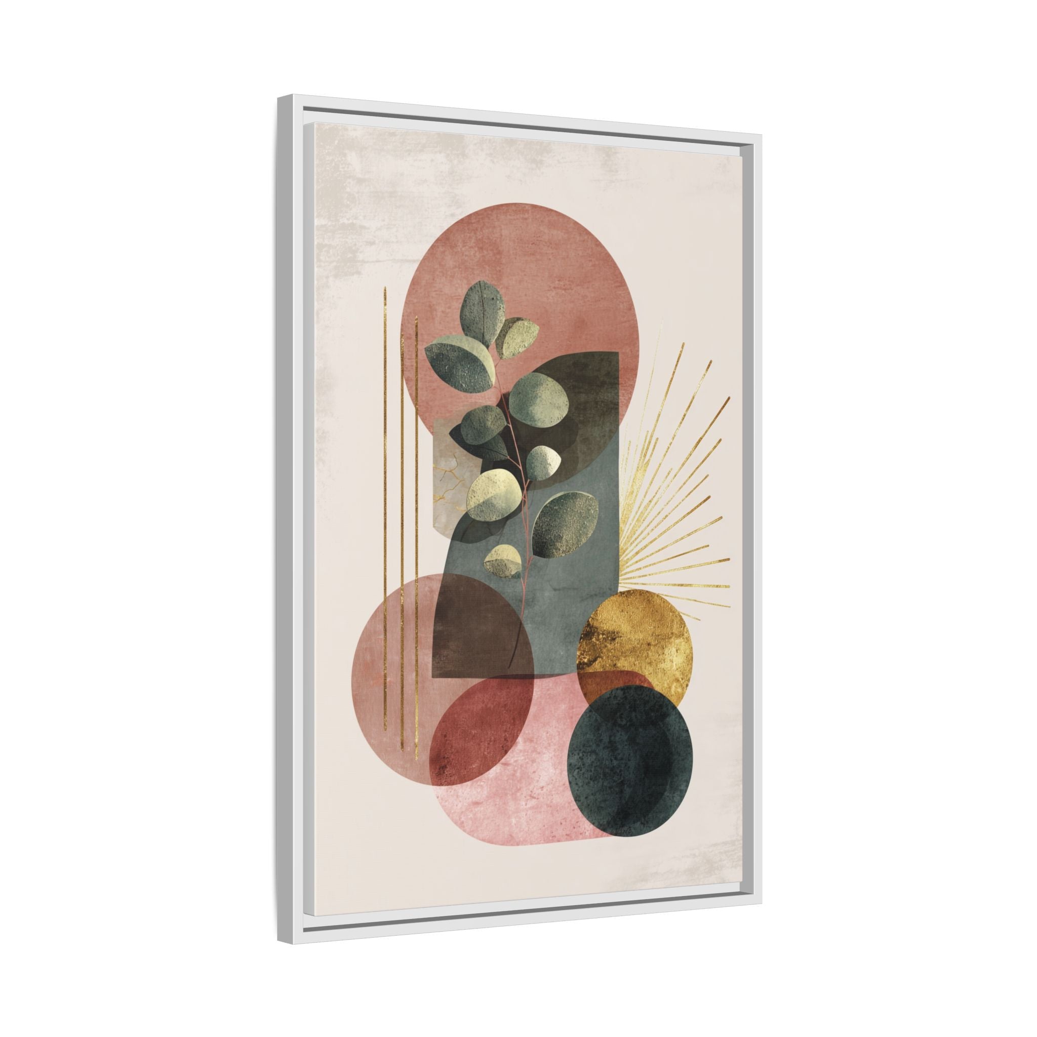 Botanical Geometric Symphony: Eucalyptus Harmony, Metallic Intersections, Modern Earth Tones   |   Custom Orders Accepted