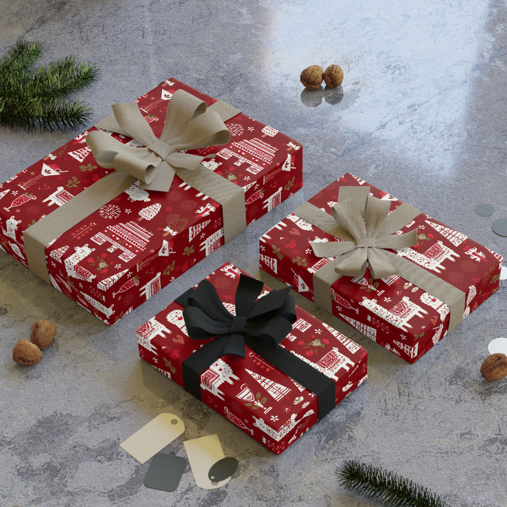 Peruvian Christmas Gift Wrap Roll, Holiday Present Packaging, Festive Decorative Paper, Unique Xmas Pattern Design,