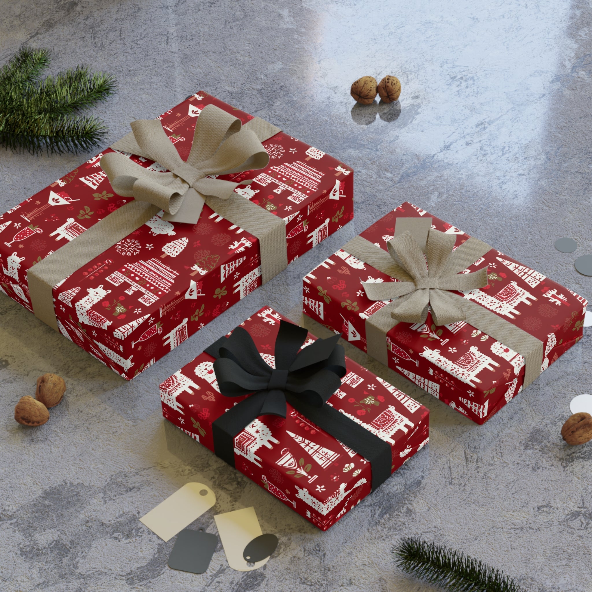 Peruvian Christmas Gift Wrap Roll, Holiday Present Packaging, Festive Decorative Paper, Unique Xmas Pattern Design,