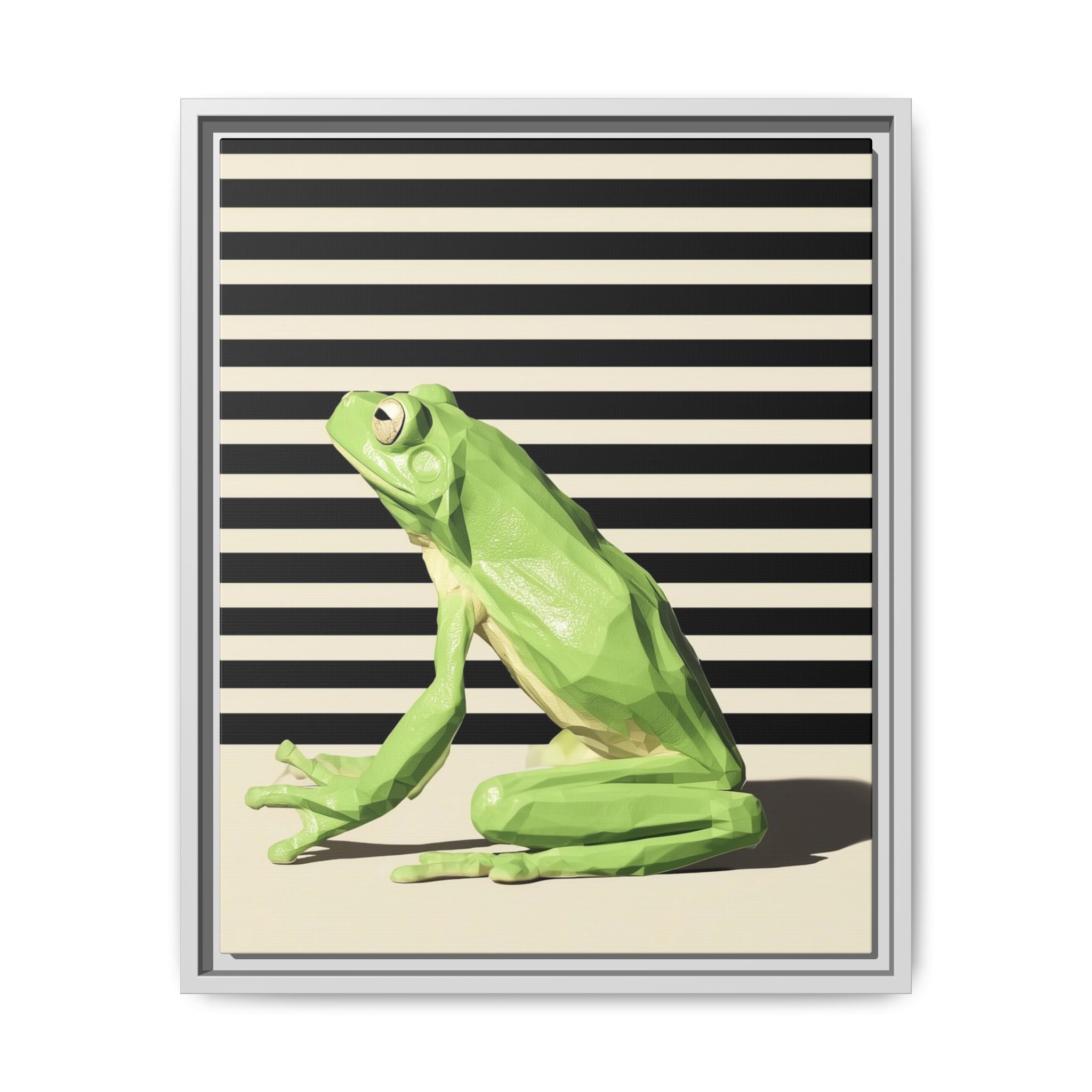 Geometric Frog Framed Print : Low-Poly Amphibian Design, Contemporary Minimalist Art   |  Personalized & Custom Orders Available