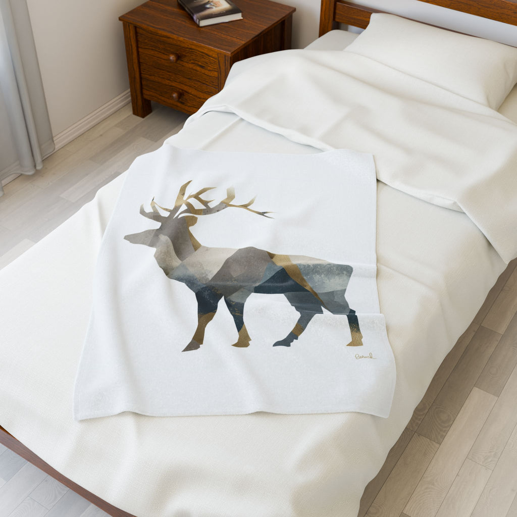 Geometric Elk Bedding, Abstract Wilderness, Modern Minimalist Design   |  Personalized & Custom Orders Availabl