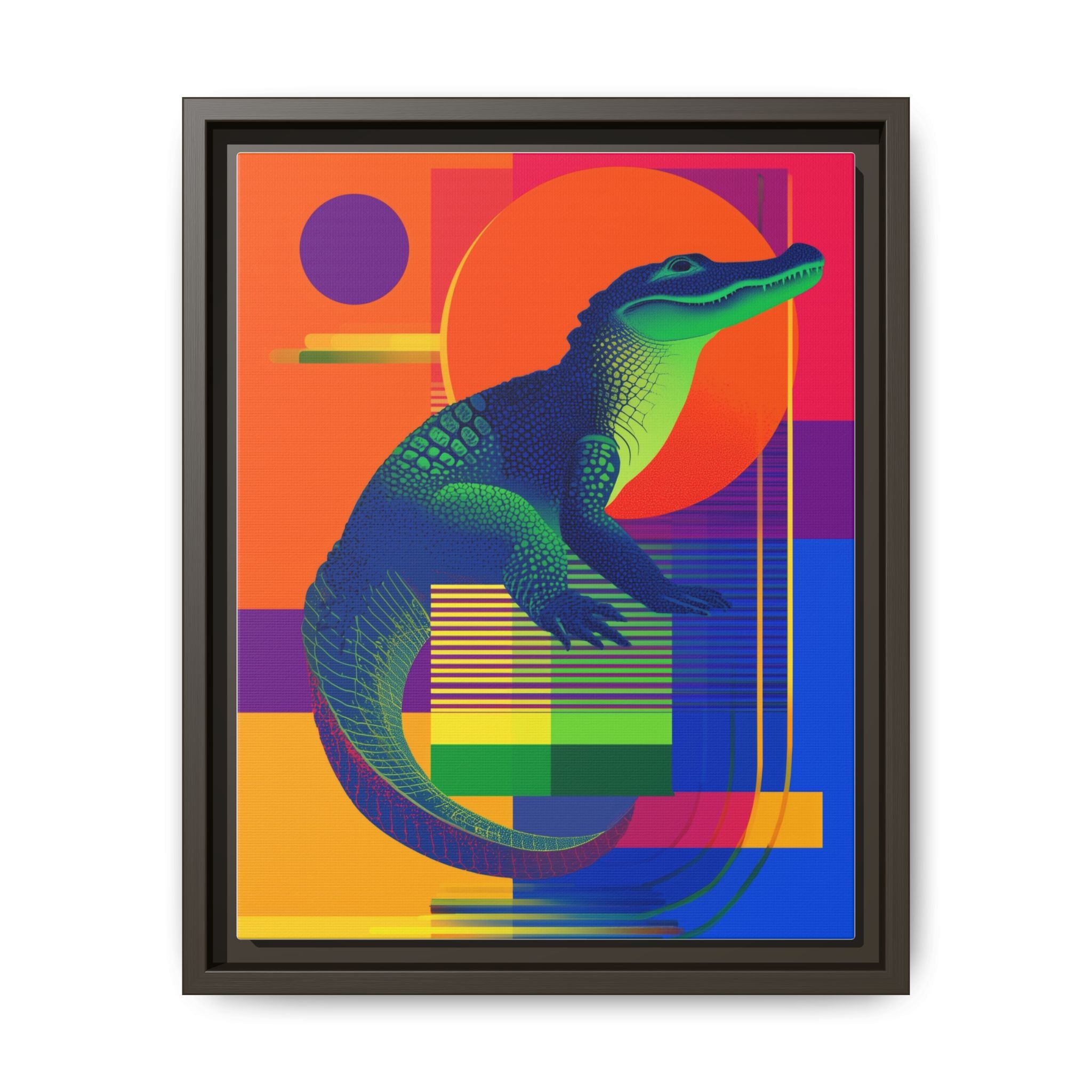 Geometric Alligator Framed Print: Pop Art Reptile, Vibrant Gradient Composition   |  Personalized & Custom Orders Available