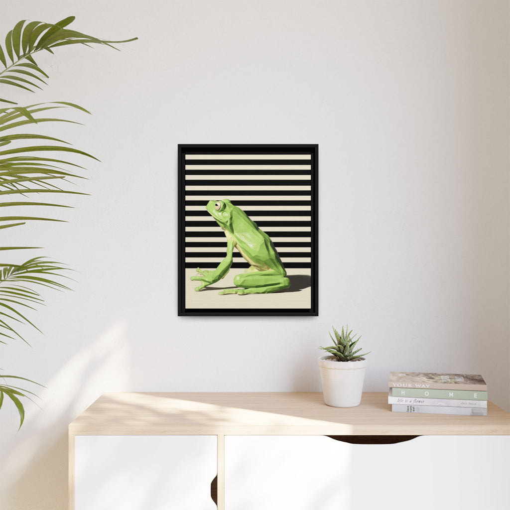 Geometric Frog Framed Print : Low-Poly Amphibian Design, Contemporary Minimalist Art   |  Personalized & Custom Orders Available